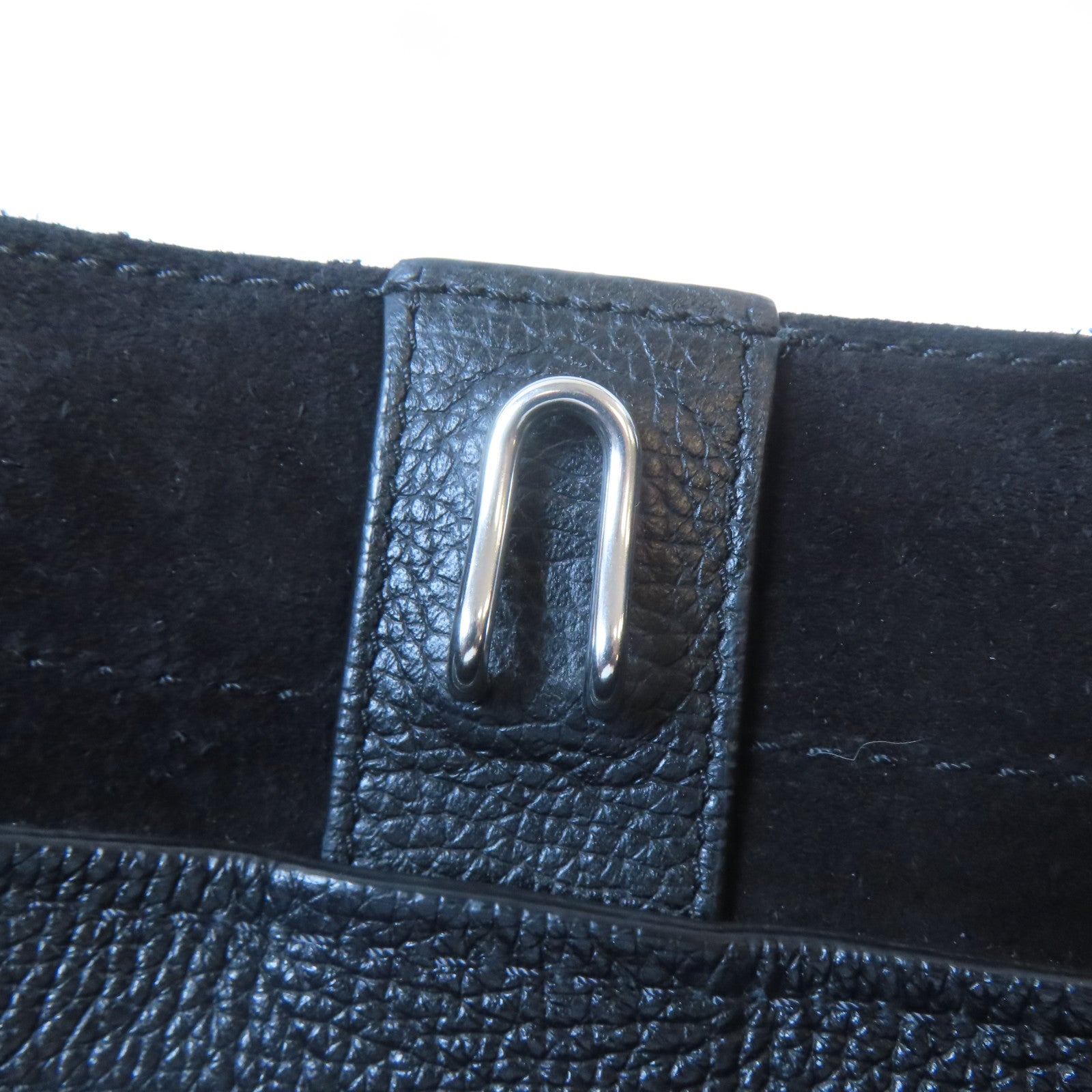 CELINE 牛皮皮革Shoulder Bag銀扣手挽肩背兩用袋黑色