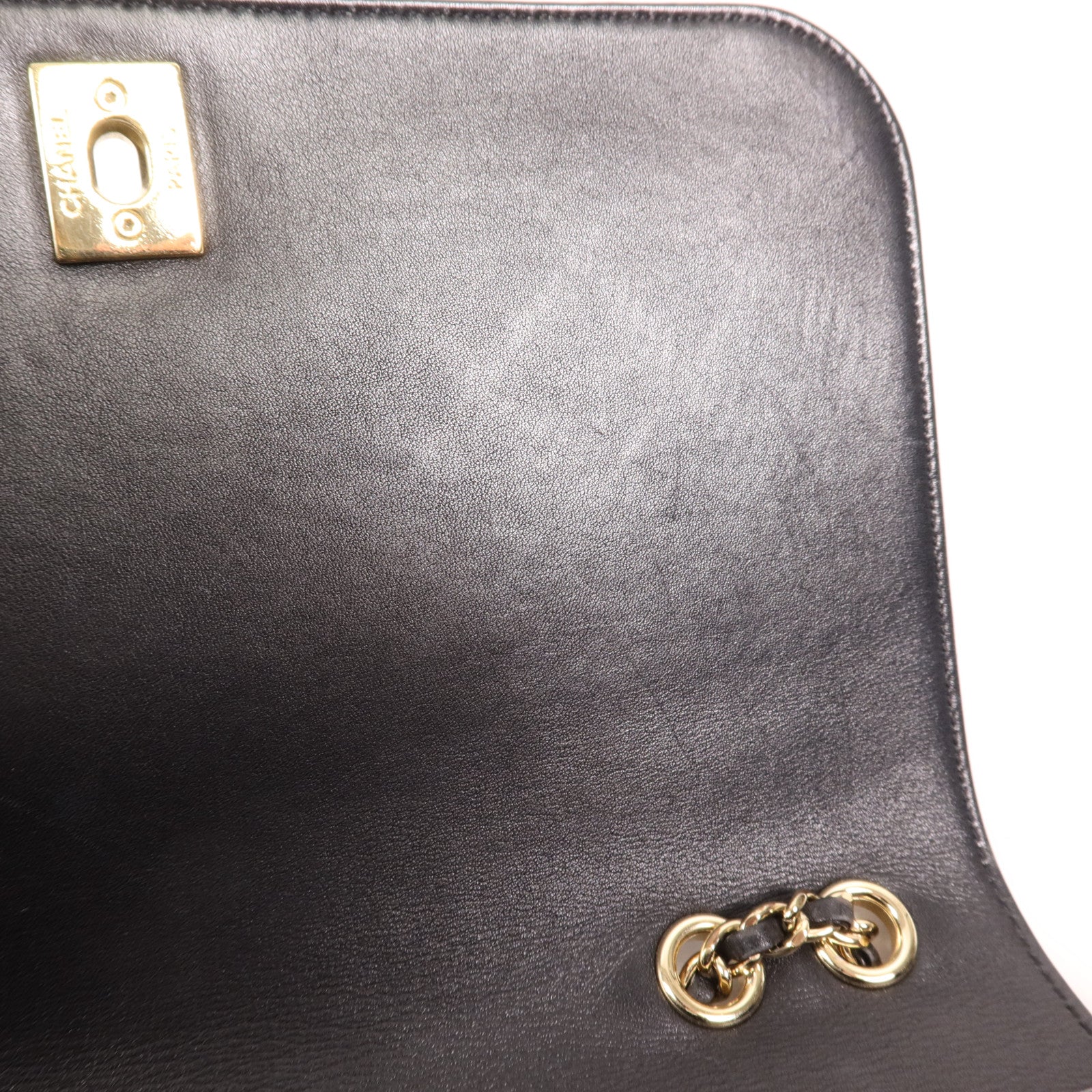 CHANEL 牛皮皮革Chain Shoulder金扣鏈帶肩背袋