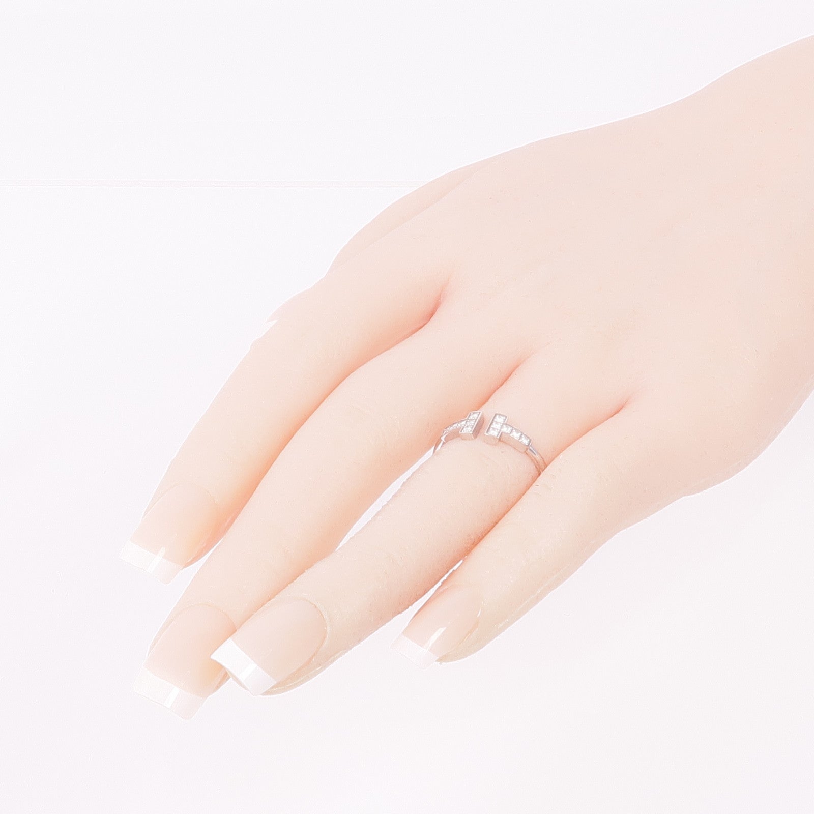 TIFFANY＆CO 18K白金T Wire Diamond Ring鑽石戒指US#6.5