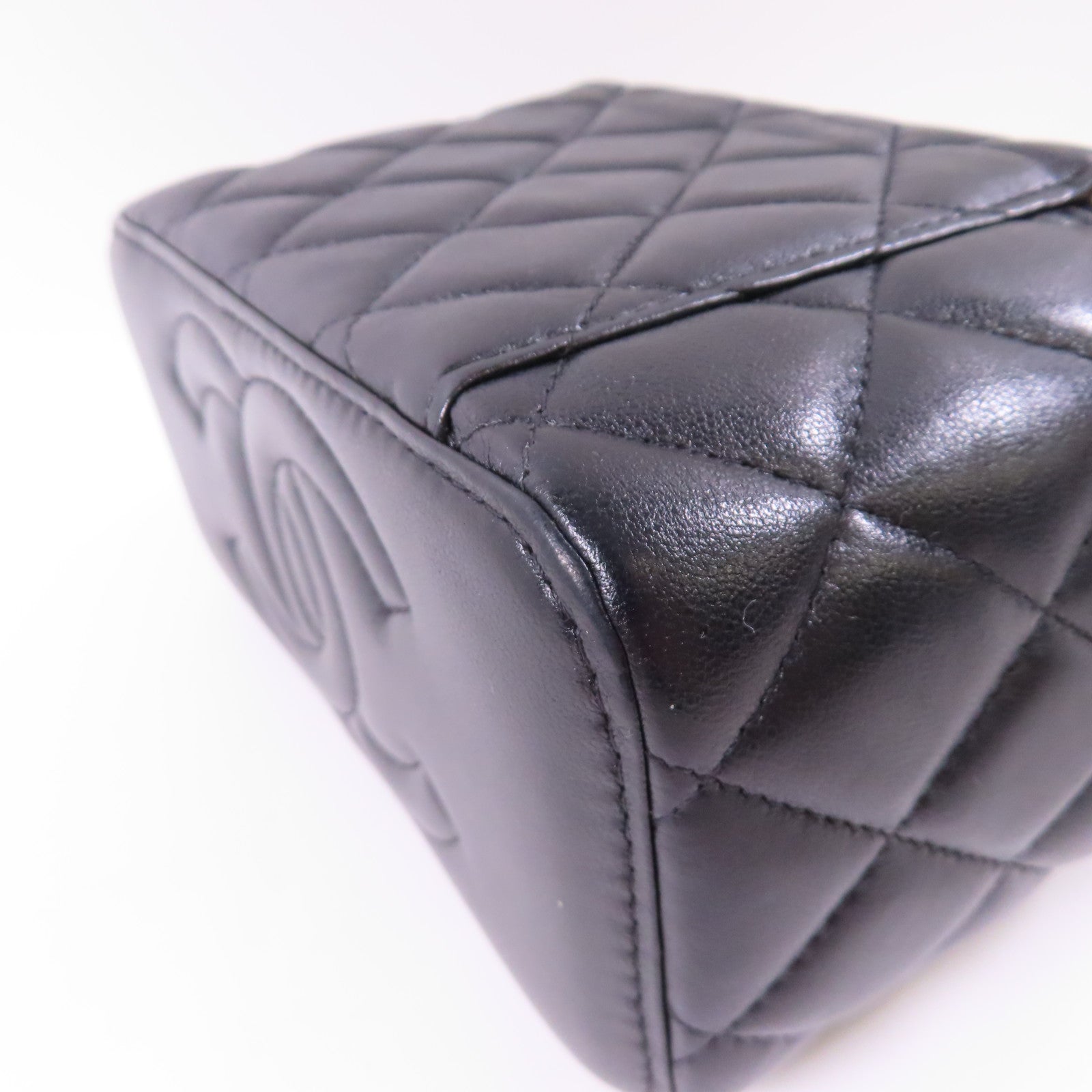 CHANEL 牛皮皮革Vanity Case銀扣鏈帶手挽肩背兩用袋