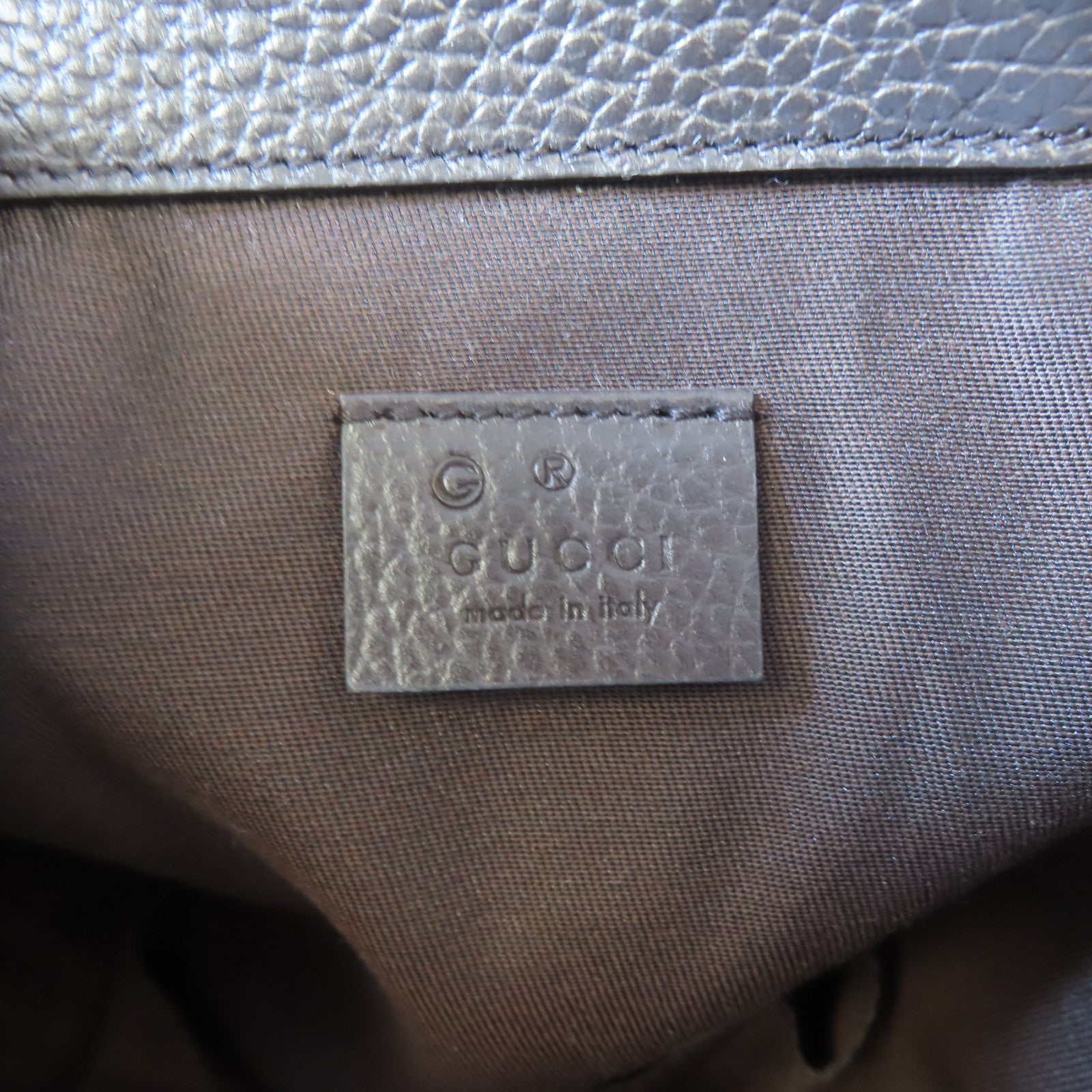 GUCCI 帆布Drawstring Backpack銀扣背包啡色