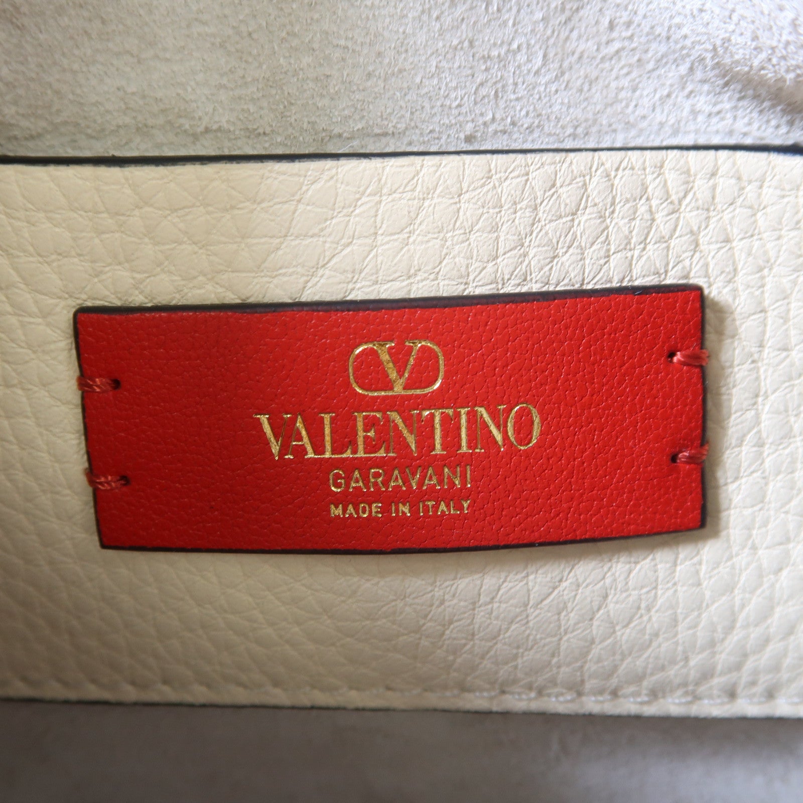 Valentino 牛皮皮革2 Way Shoulder金扣手挽肩背兩用袋米色