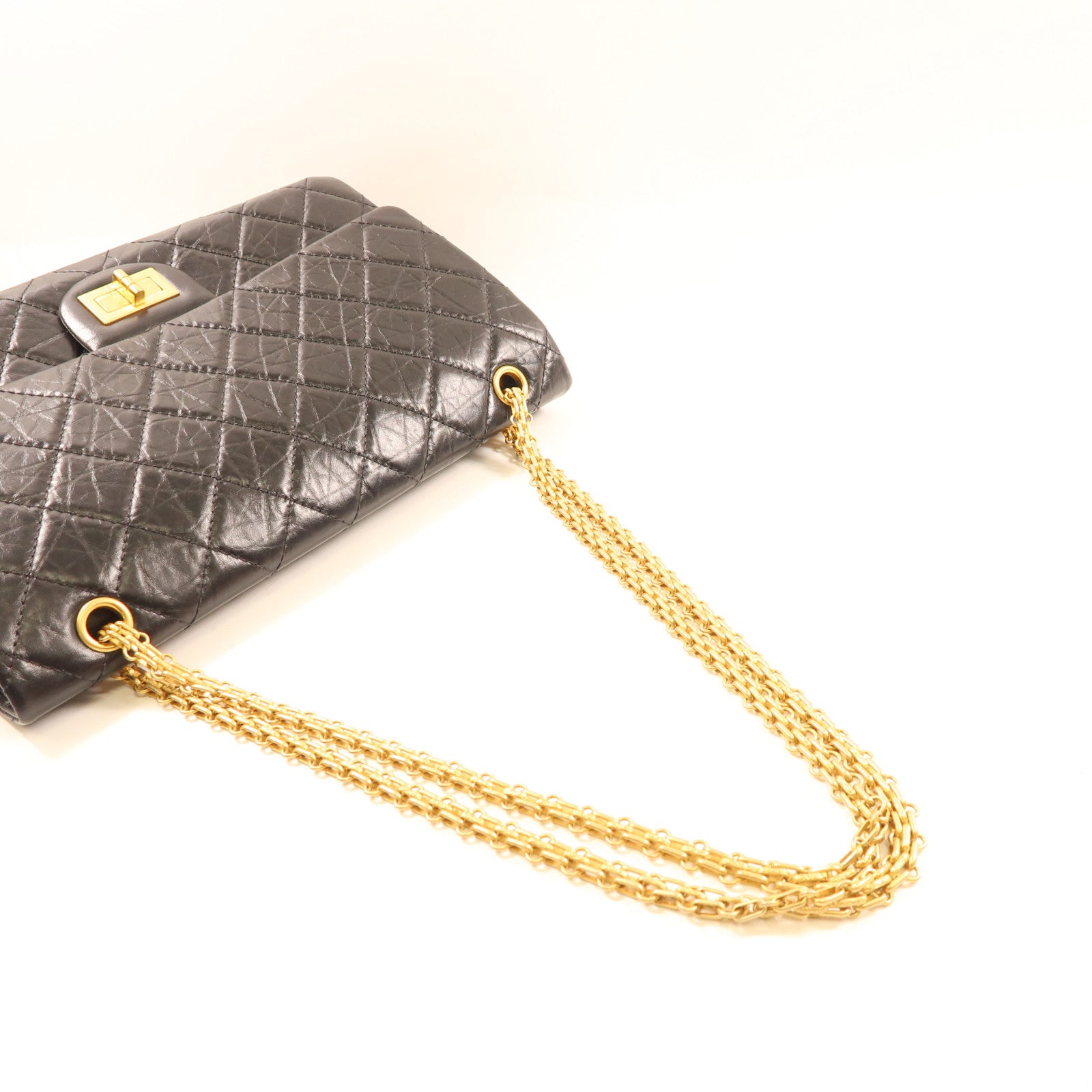 CHANEL 牛皮皮革2.55金扣鏈帶肩背袋