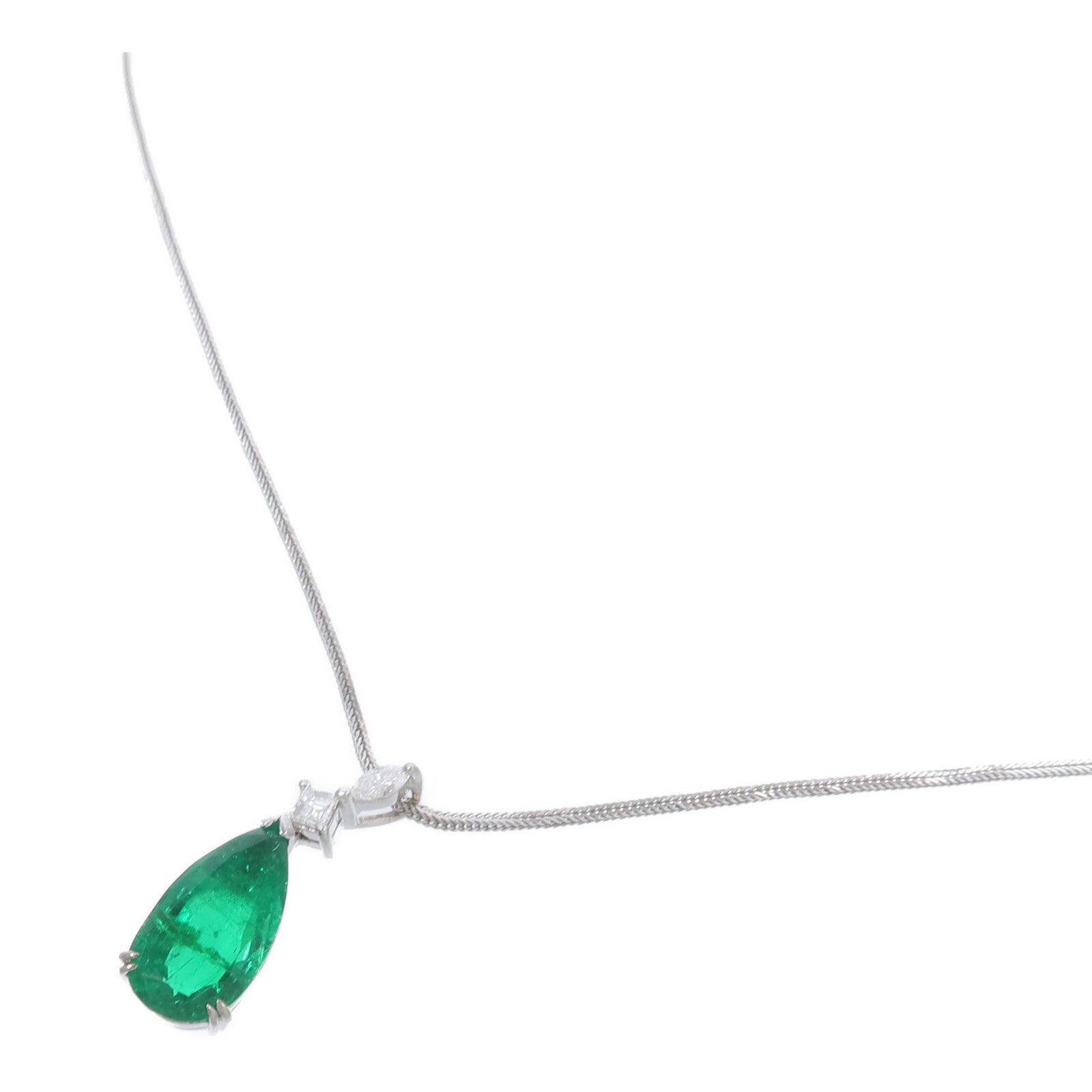 JEWELRY 18K白金Emerald Diamond Necklace綠寶石/鑽石項鍊
