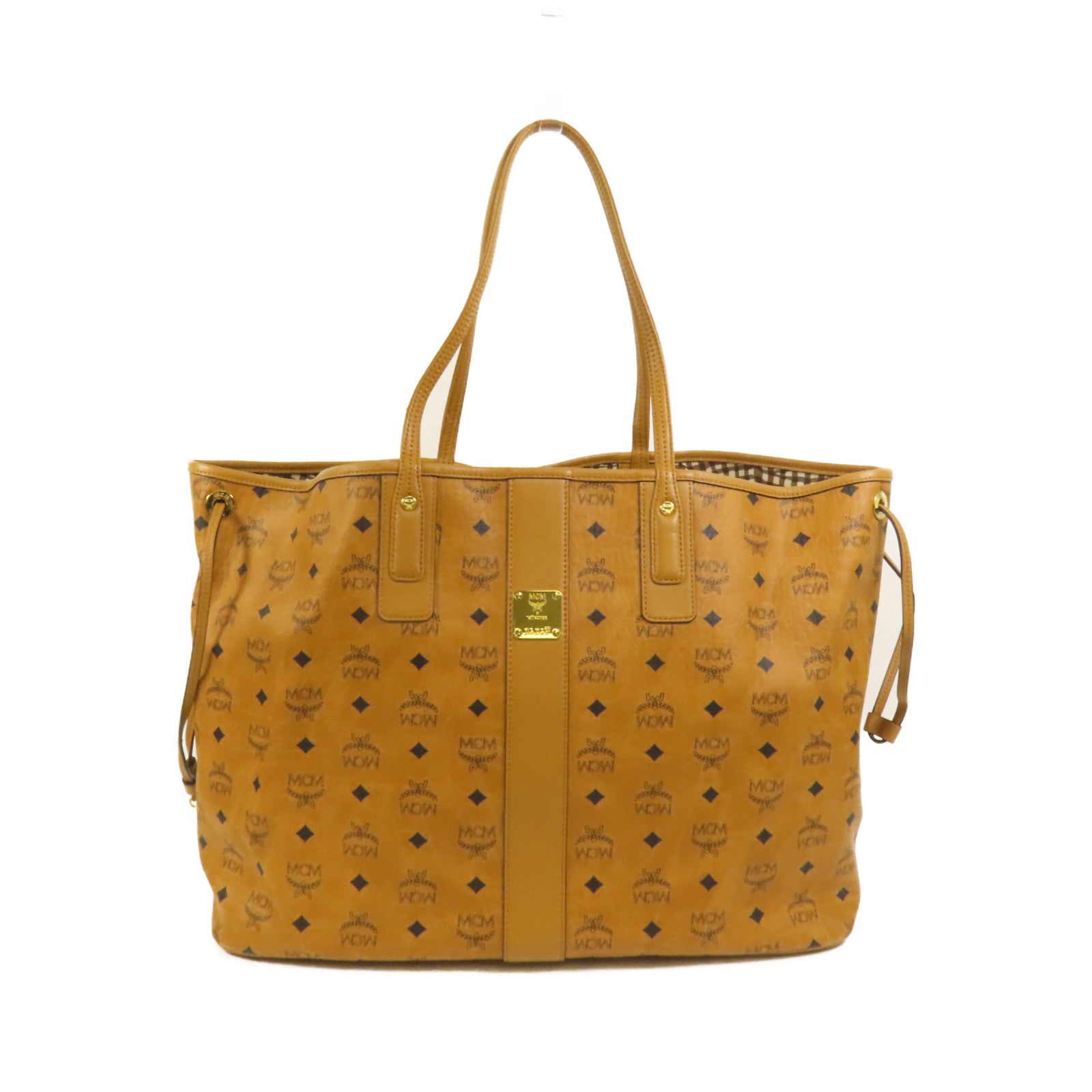 MCM 塗層帆布Tote Bag金扣肩背袋