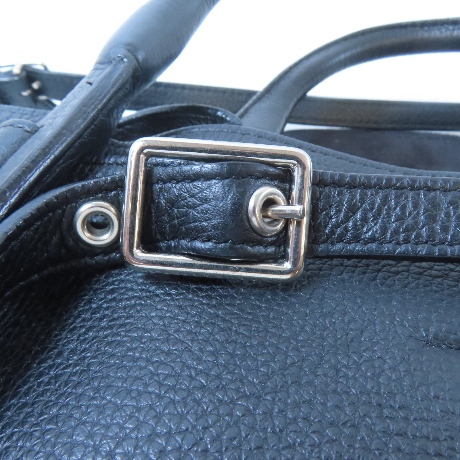 CELINE 牛皮皮革Shoulder Bag銀扣手挽肩背兩用袋黑色
