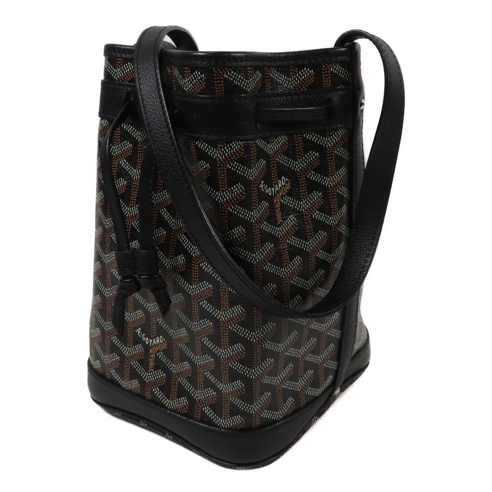 GOYARD 塗層帆布Petit Flot PM Bucket Bag銀扣肩背袋