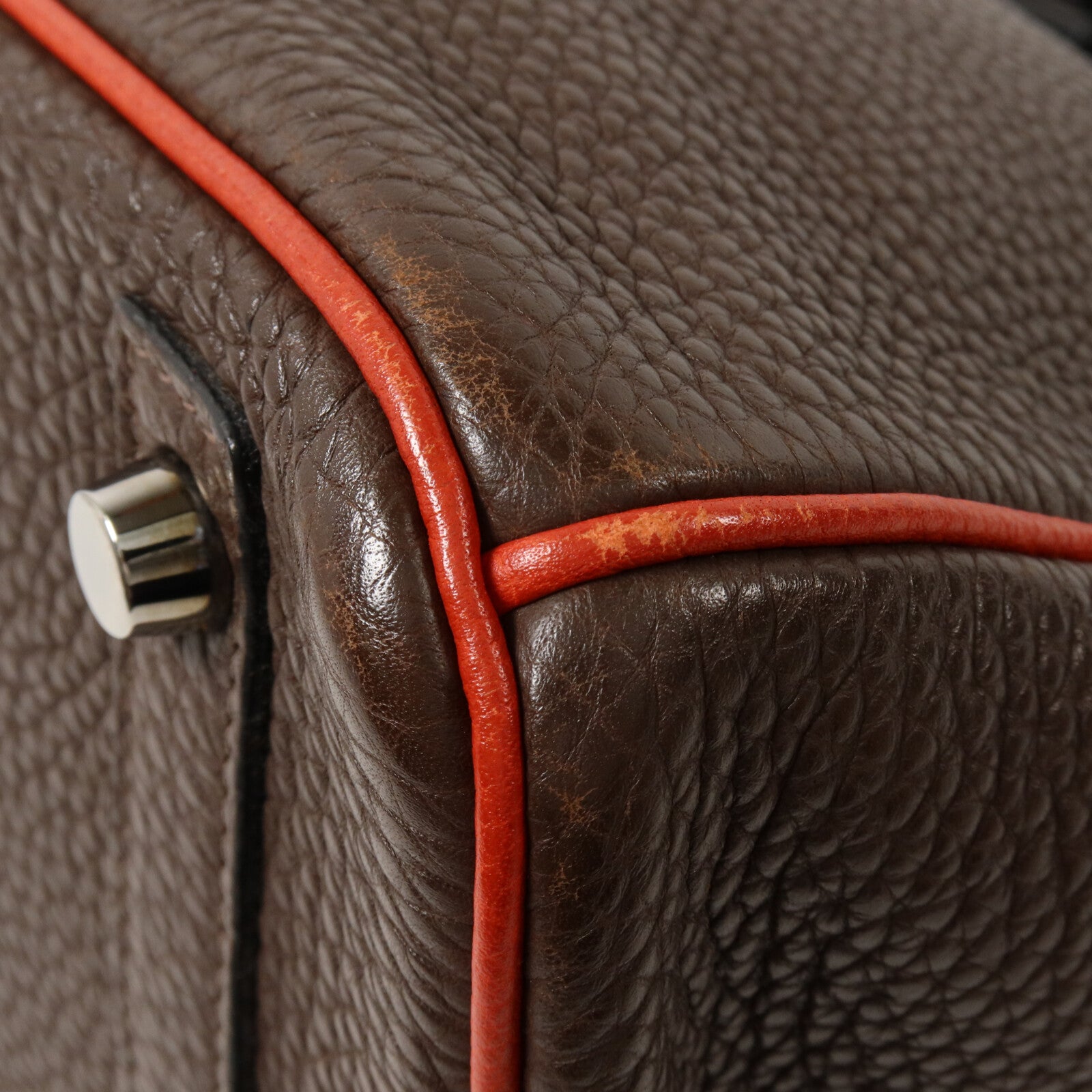 HERMES Togo皮革Birkin 30手挽袋Chocolat/Rouge Venitien