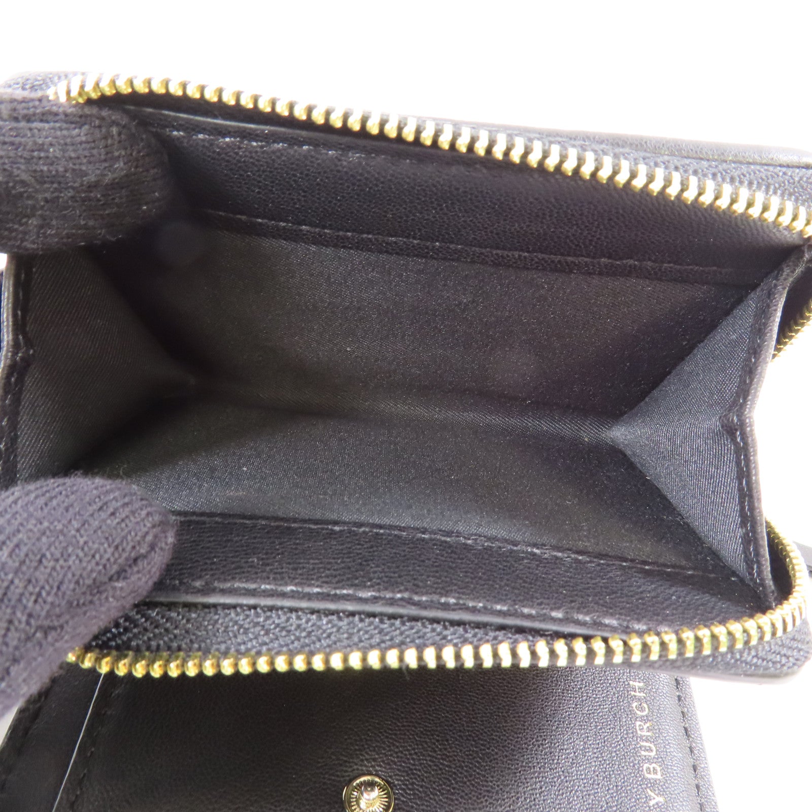 Tory Burch 牛皮皮革Wallet金扣錢包黑色