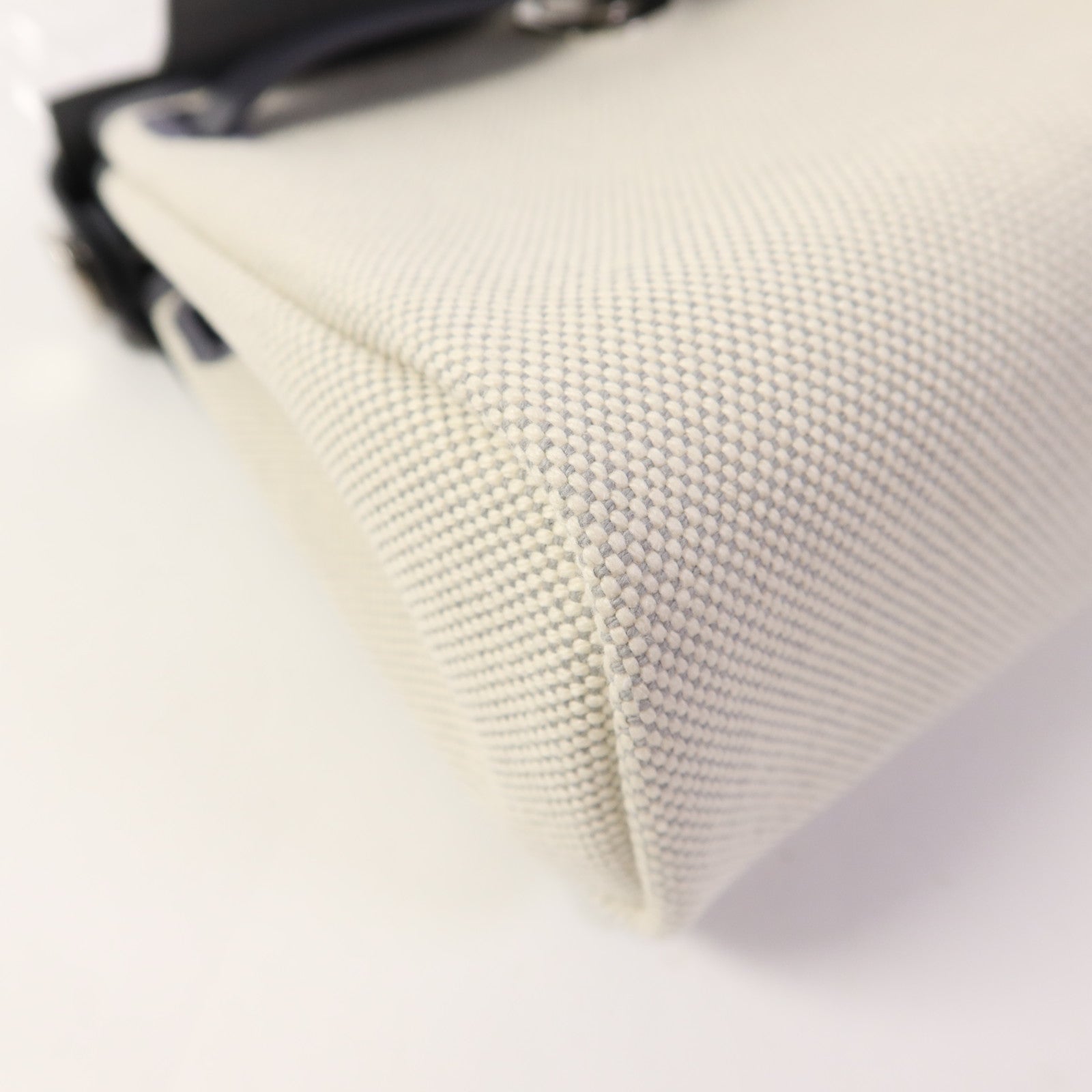 HERMES 帆布Mini Herbag銀扣肩背袋Ardoise