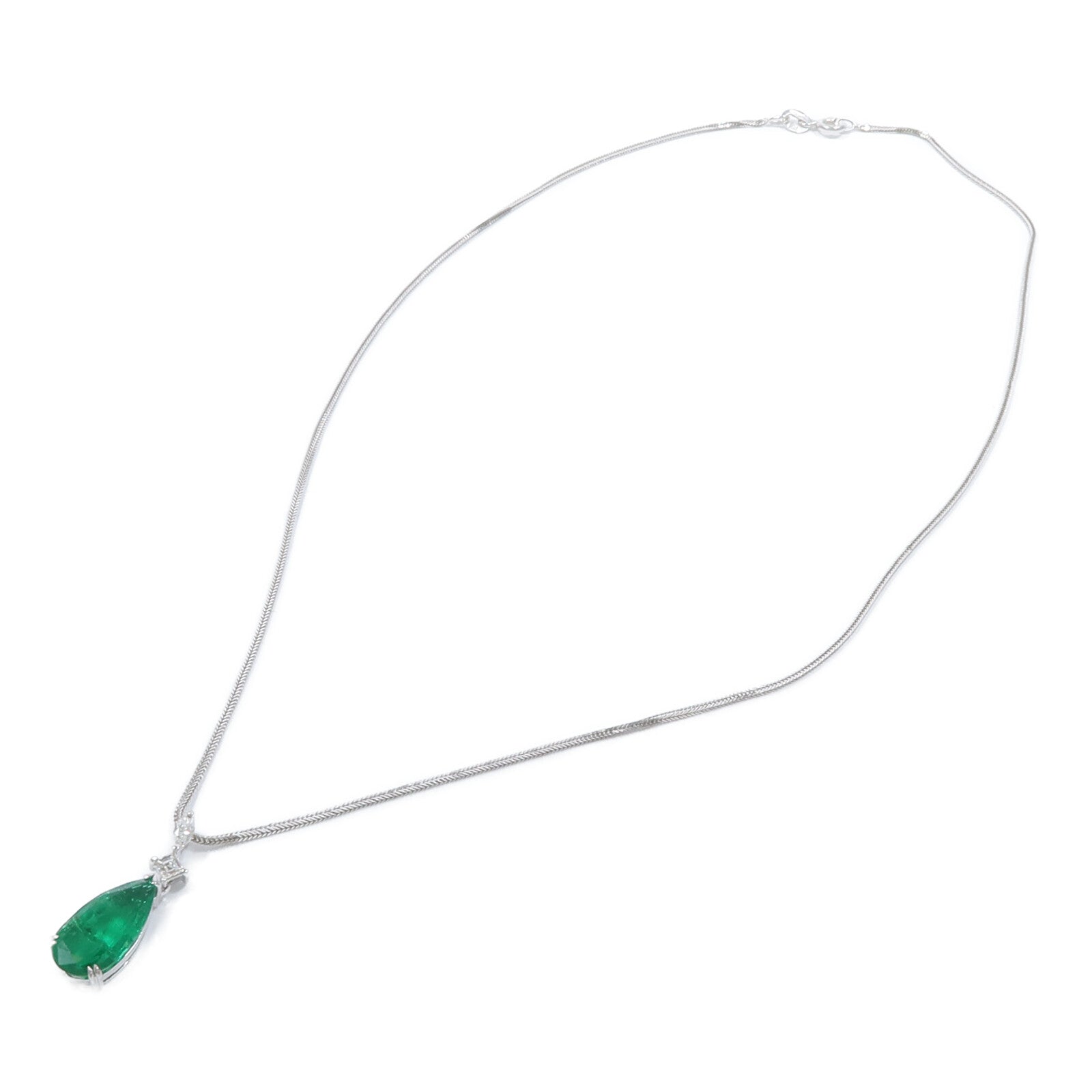 JEWELRY 18K白金Emerald Diamond Necklace綠寶石/鑽石項鍊