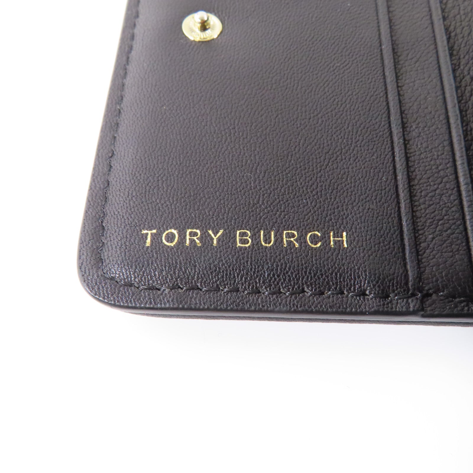 Tory Burch 牛皮皮革Wallet金扣錢包黑色
