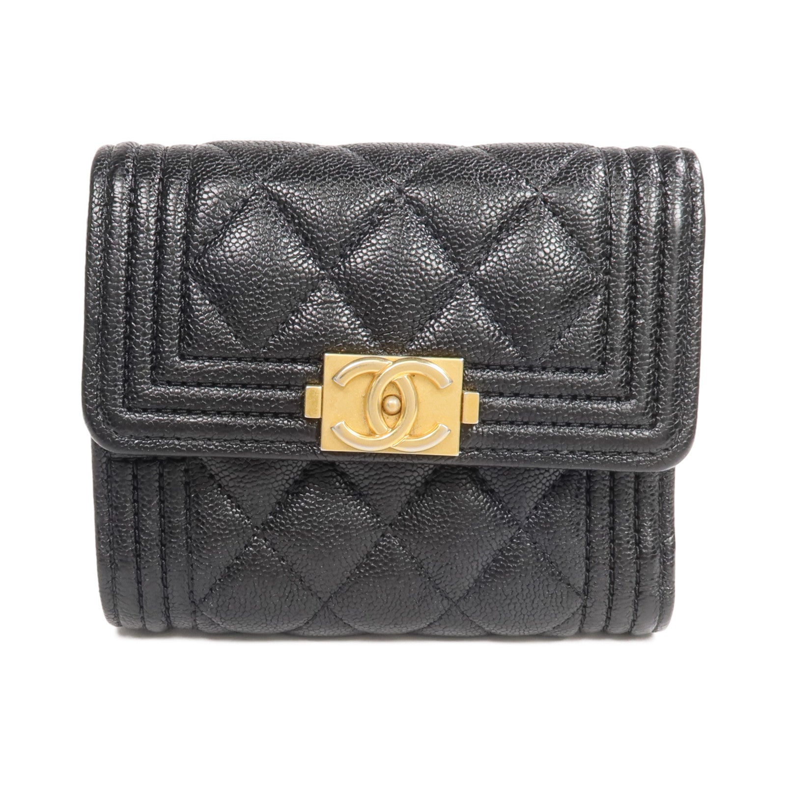 CHANEL 牛皮皮革Wallet金扣錢包