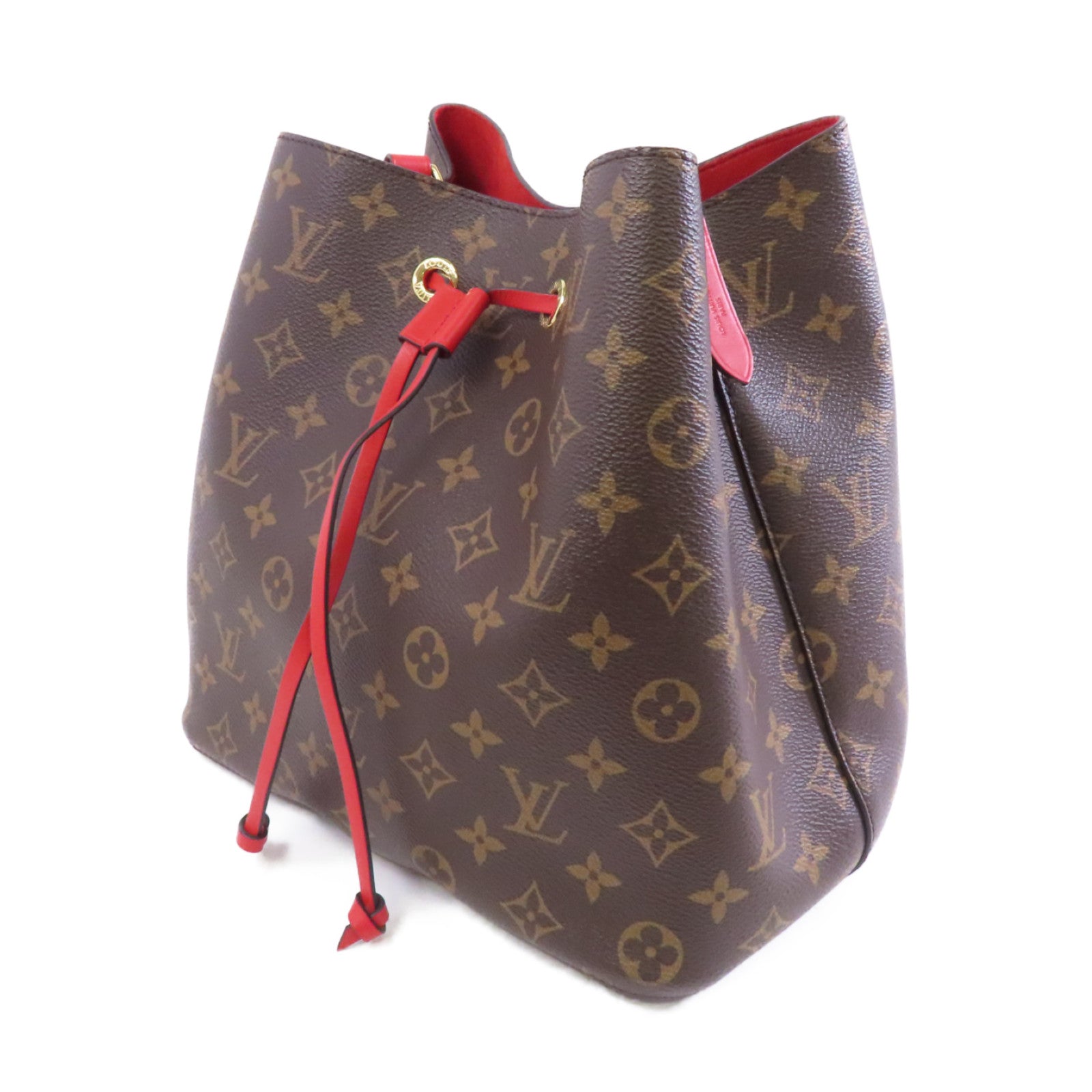LOUIS VUITTON Monogram Neo Noe金扣肩背袋啡色/紅色