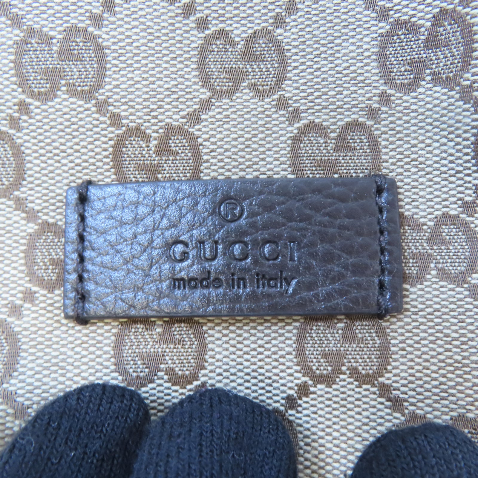 GUCCI 帆布Drawstring Backpack銀扣背包啡色
