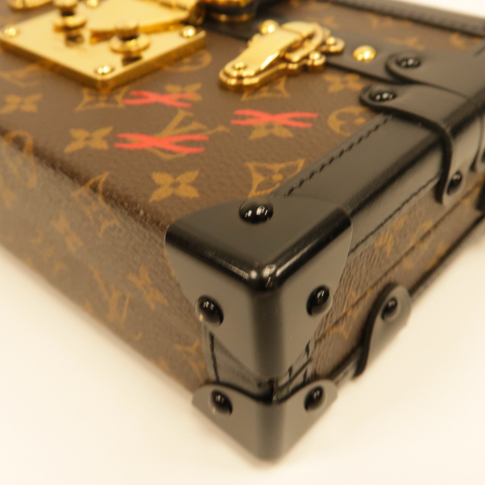 LOUIS VUITTON 【激減優惠】Monogram Petite Malle金扣肩背袋黑色/啡色