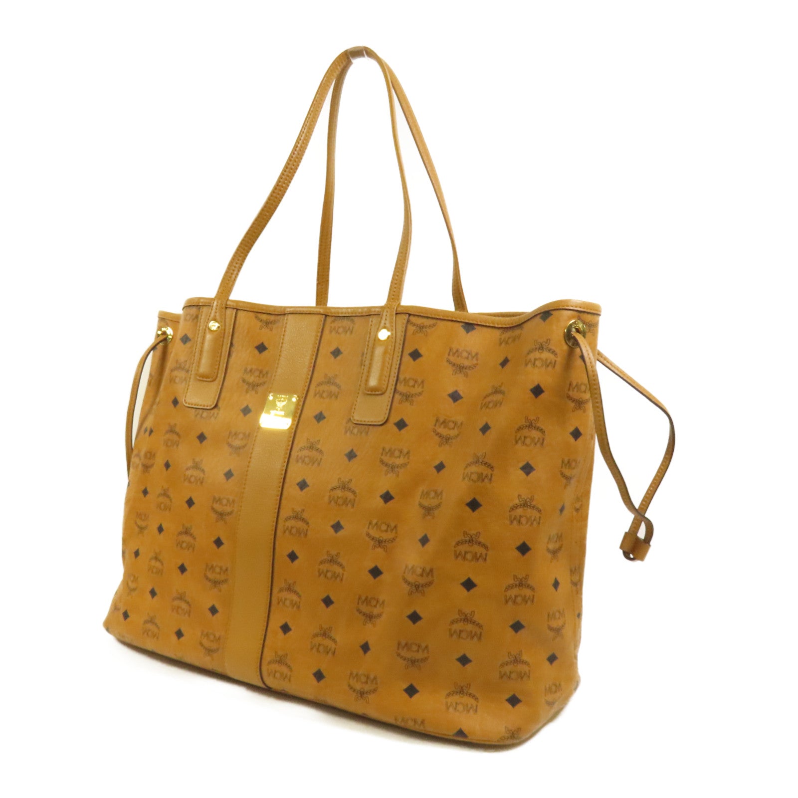 MCM 塗層帆布Tote Bag金扣肩背袋