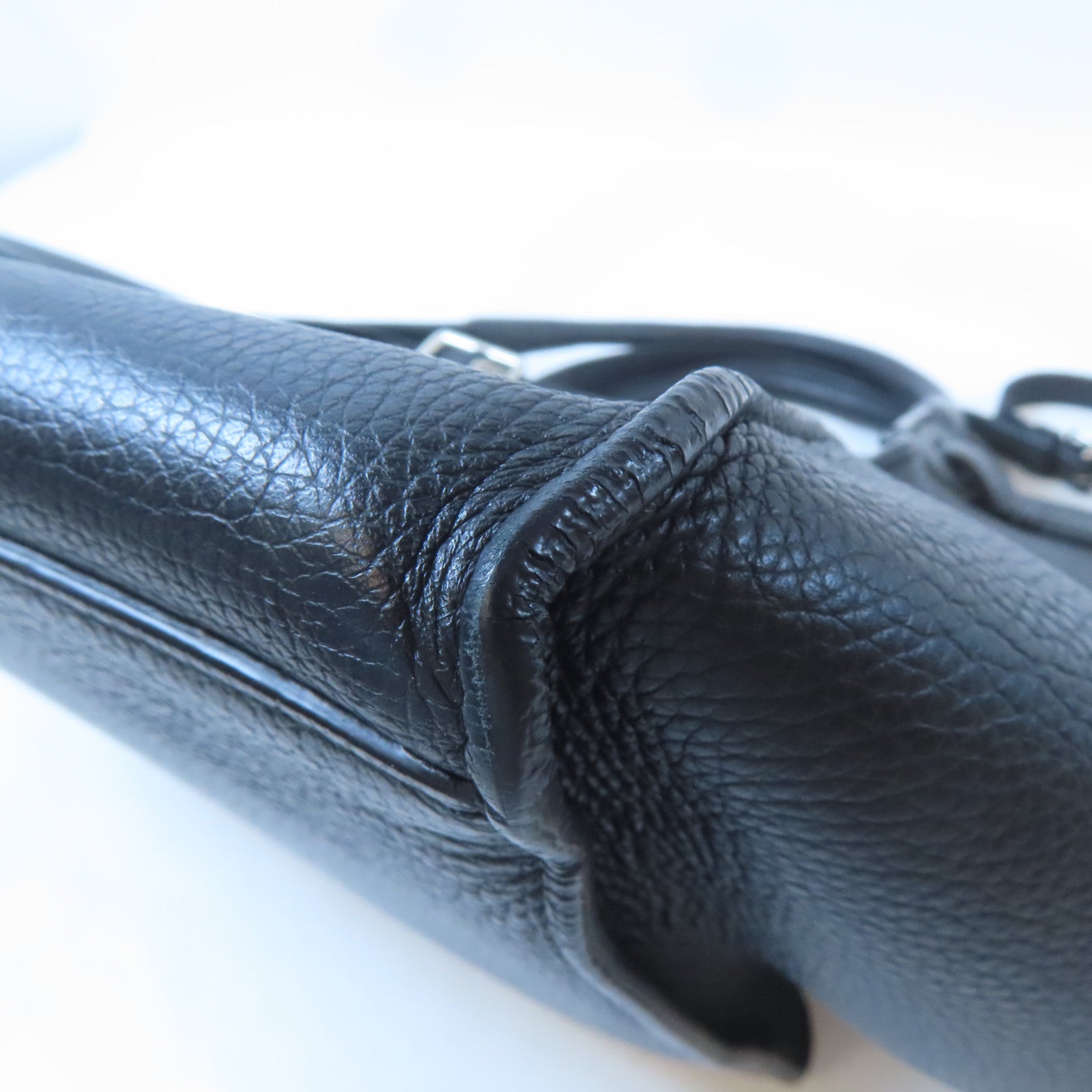 CELINE 牛皮皮革Shoulder Bag銀扣手挽肩背兩用袋黑色