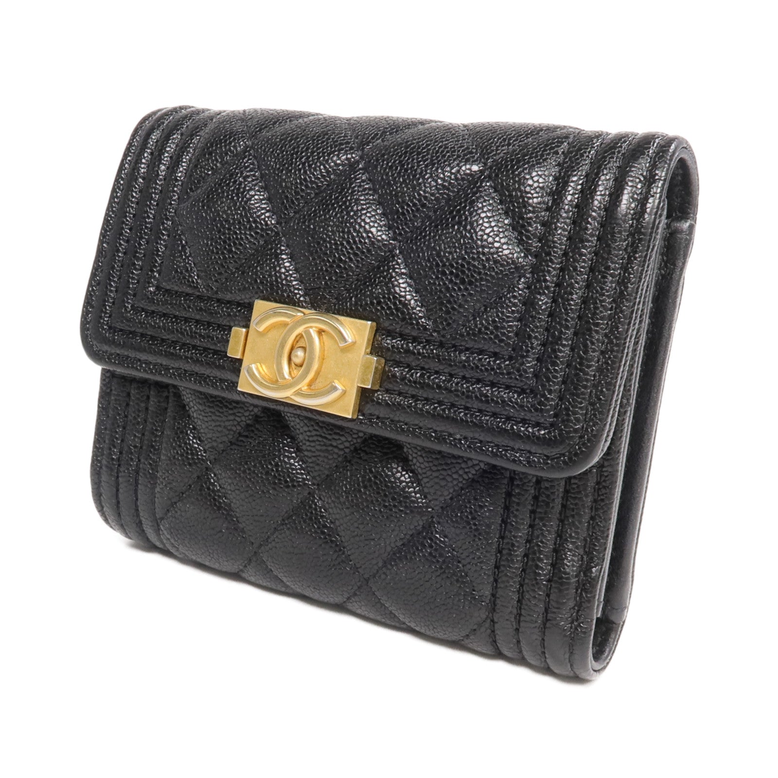 CHANEL 牛皮皮革Wallet金扣錢包