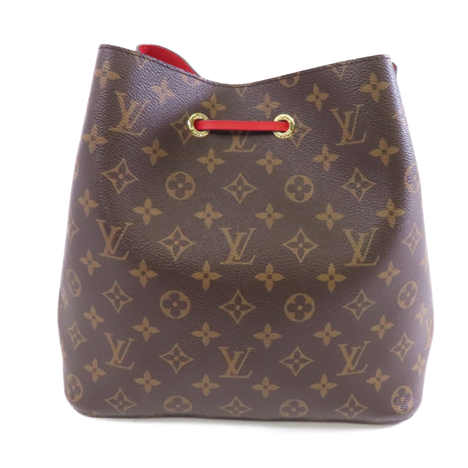 LOUIS VUITTON Monogram Neo Noe金扣肩背袋啡色/紅色