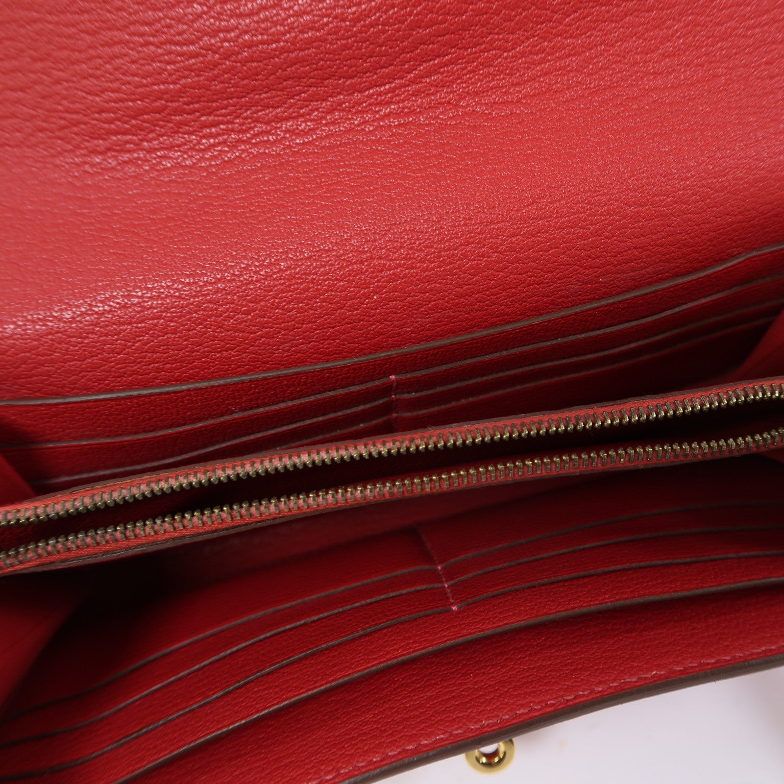 HERMES Chevre皮革Kelly Wallet金扣長錢包法拉利紅色