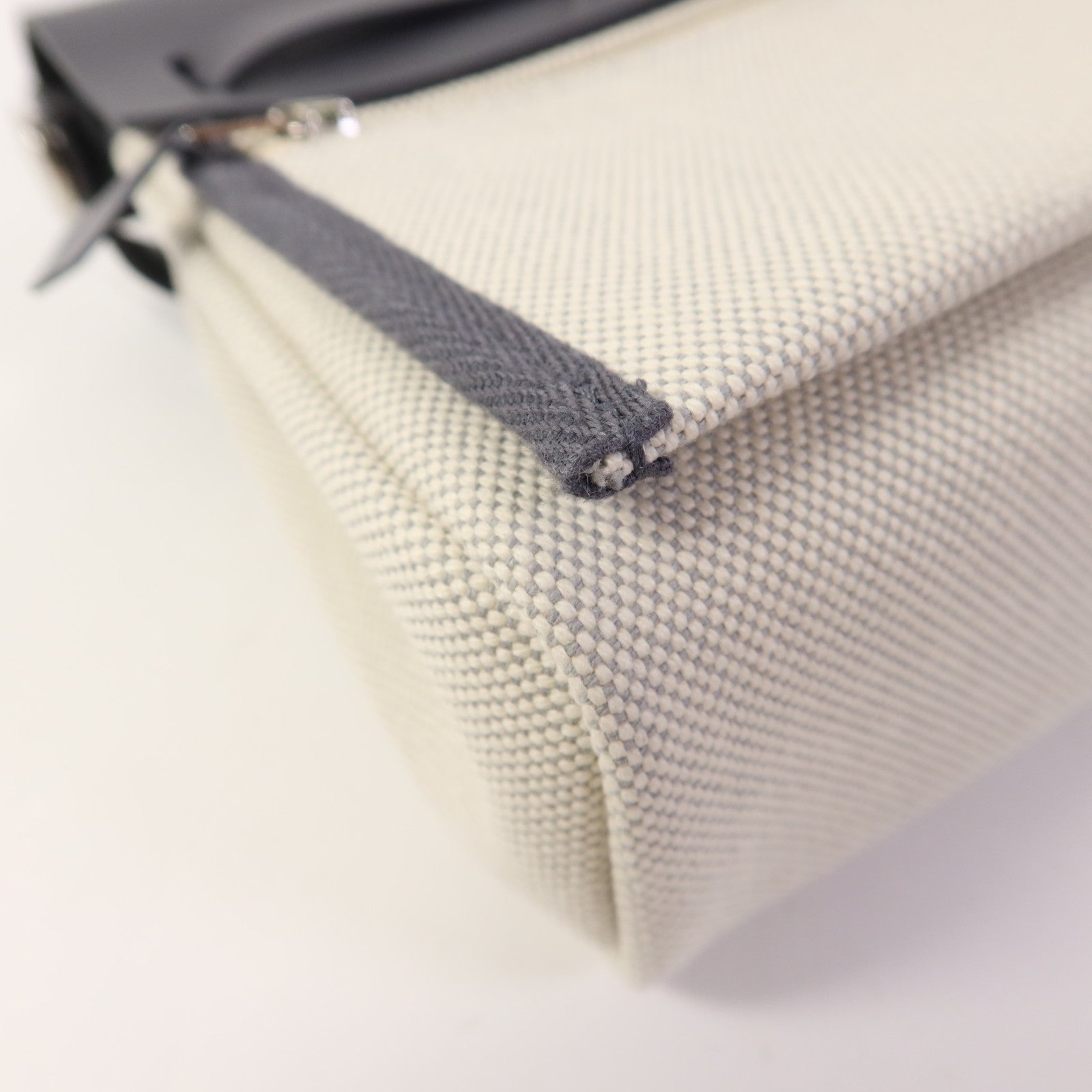 HERMES 帆布Mini Herbag銀扣肩背袋Ardoise