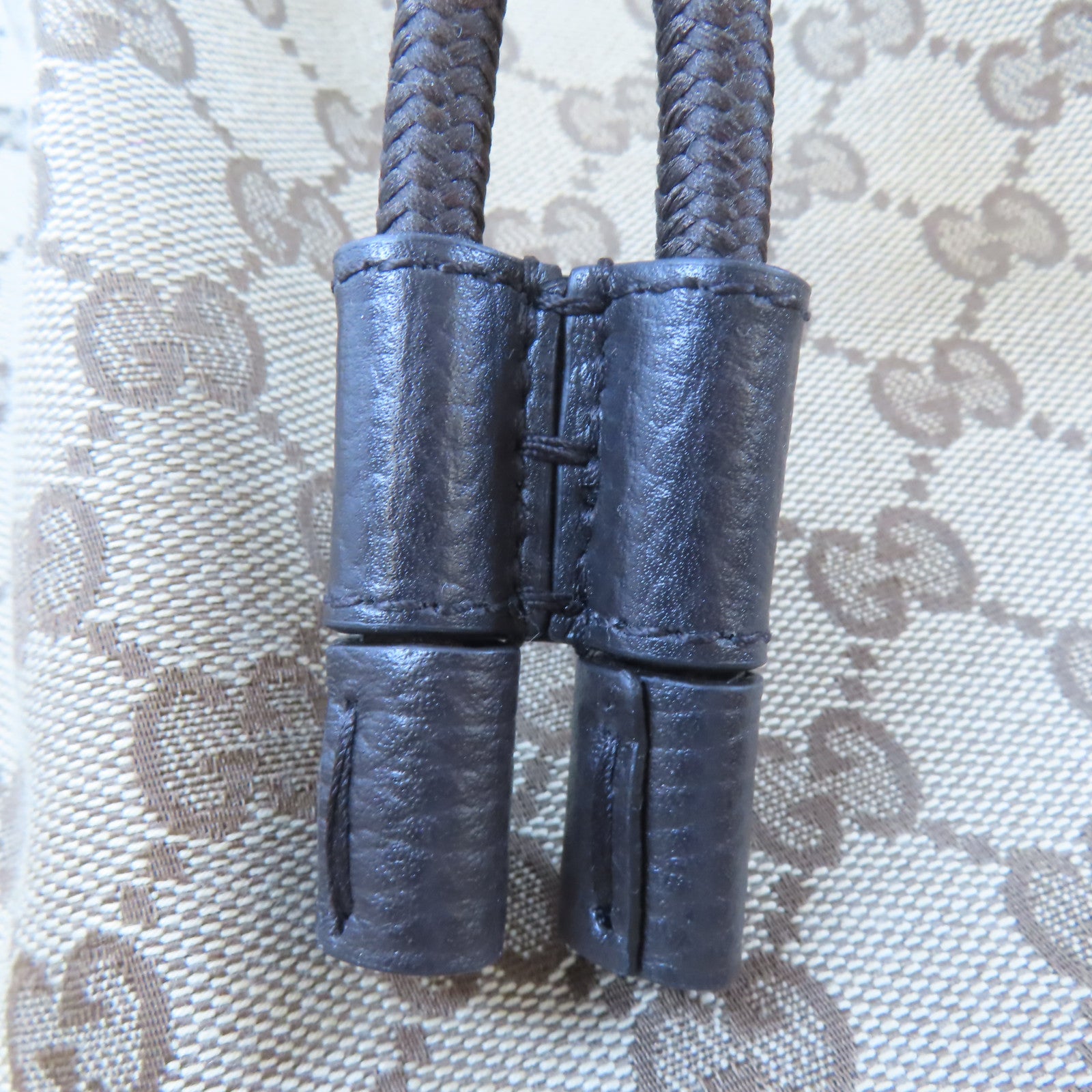 GUCCI 帆布Drawstring Backpack銀扣背包啡色