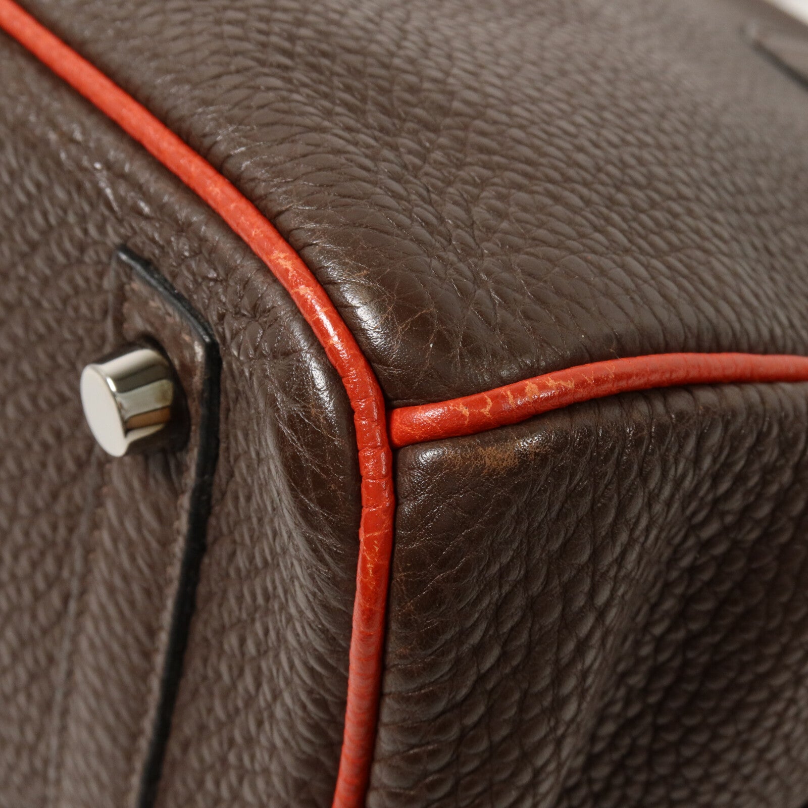 HERMES Togo皮革Birkin 30手挽袋Chocolat/Rouge Venitien