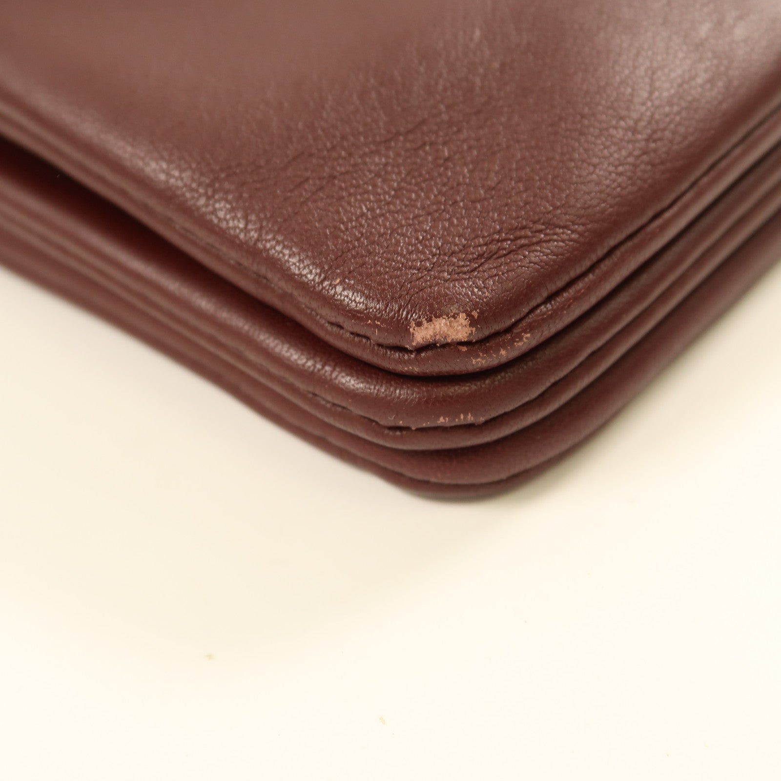 CELINE 牛皮皮革Trio金扣肩背袋酒紅色