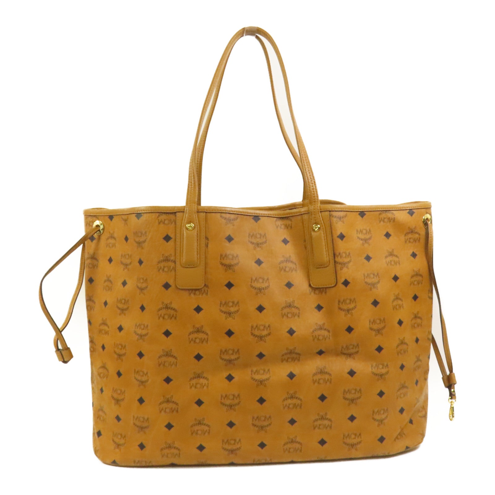 MCM 塗層帆布Tote Bag金扣肩背袋