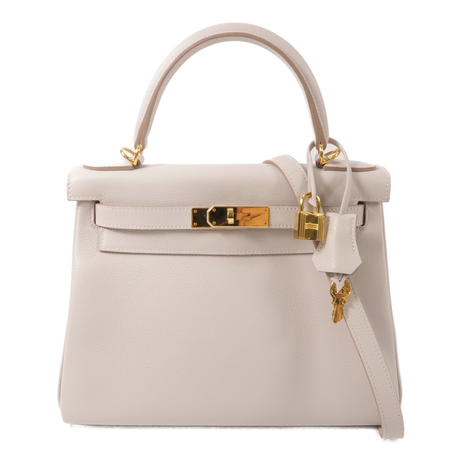 HERMES Evercolor皮革Kelly 28手挽肩背兩用袋Gris Pale