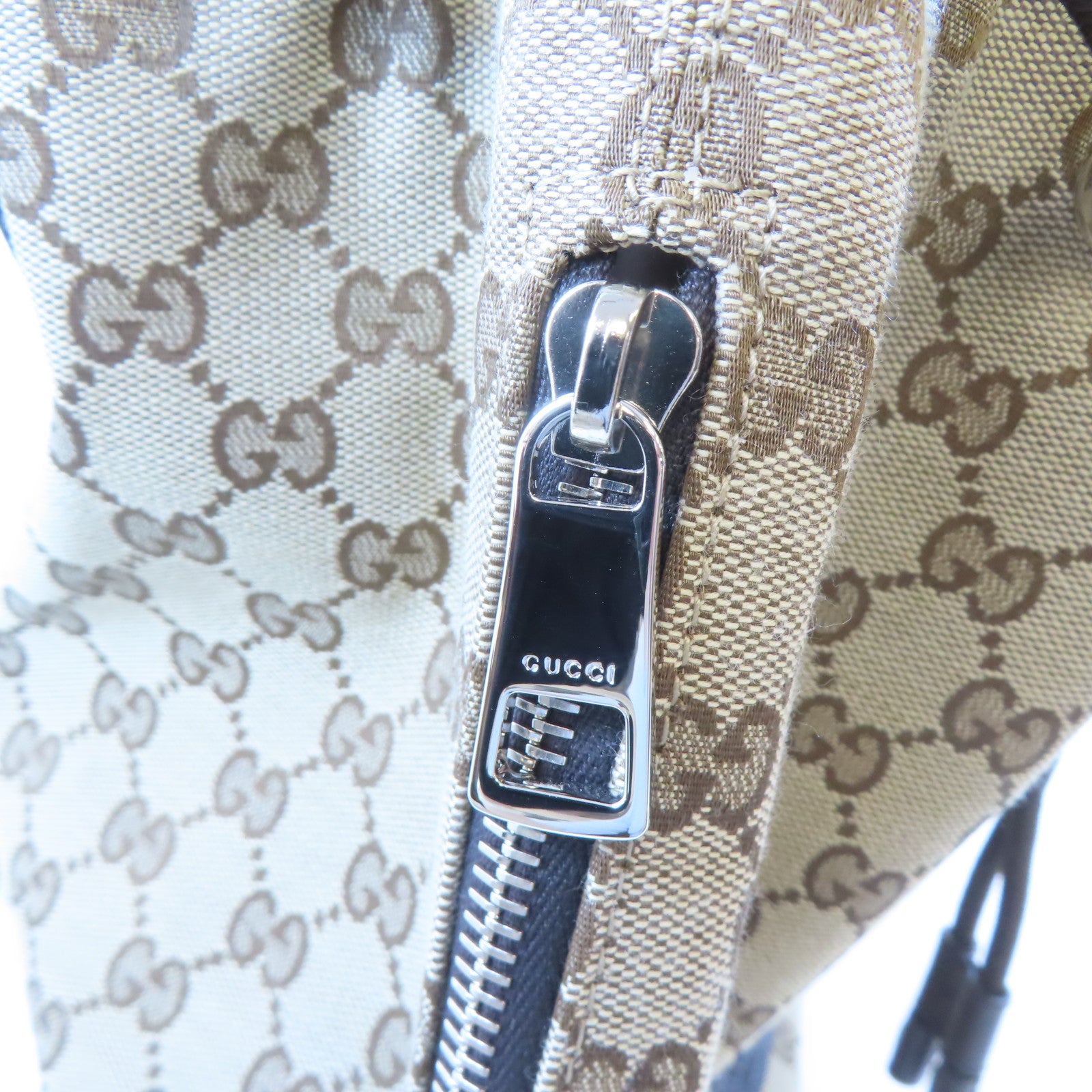 GUCCI 帆布Drawstring Backpack銀扣背包啡色