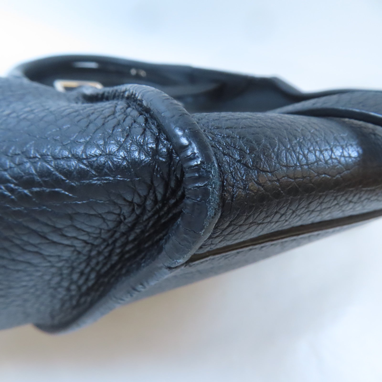 CELINE 牛皮皮革Shoulder Bag銀扣手挽肩背兩用袋黑色