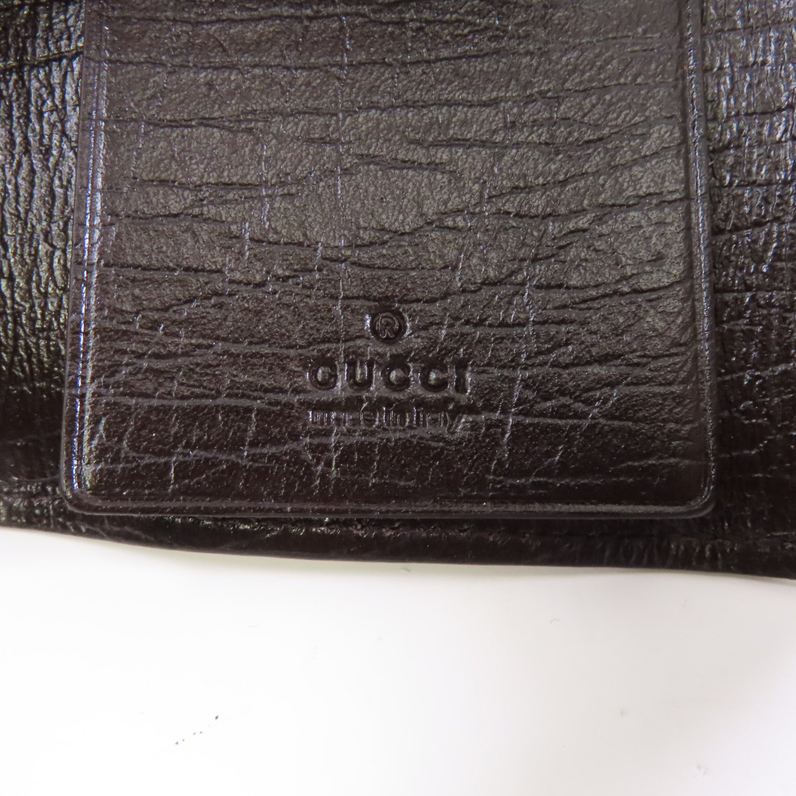 GUCCI 塗層帆布Key Case銀扣鎖匙包棕色
