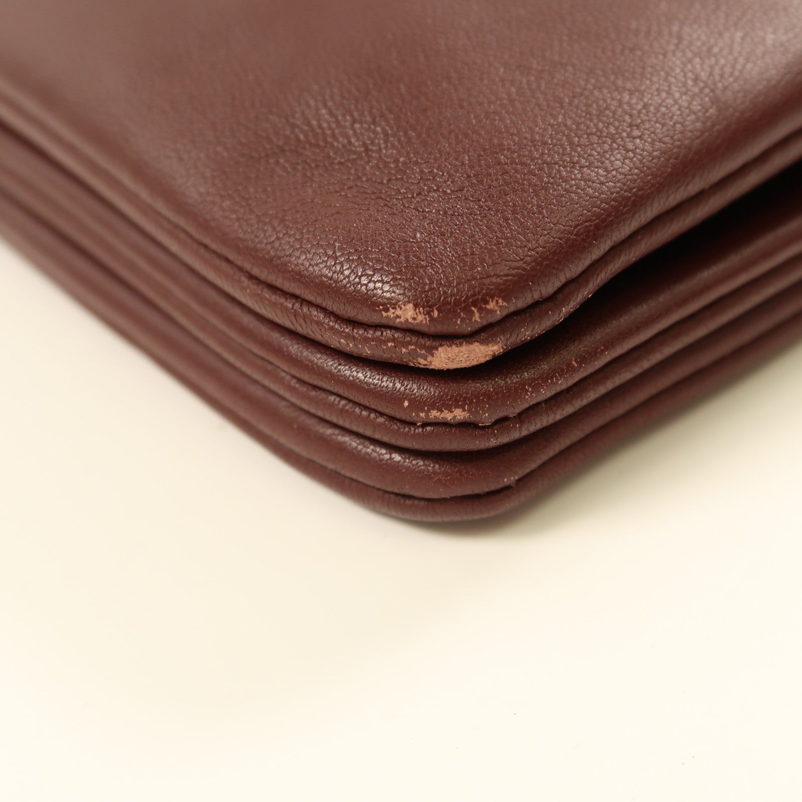 CELINE 牛皮皮革Trio金扣肩背袋酒紅色