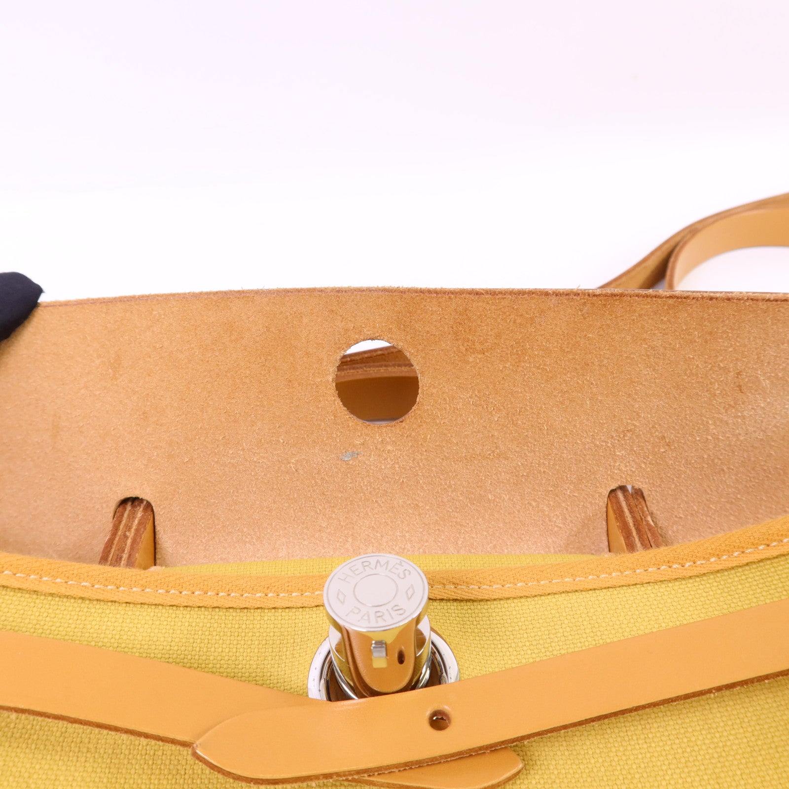 HERMES 帆布Herbag PM銀扣手挽肩背兩用袋Soleil