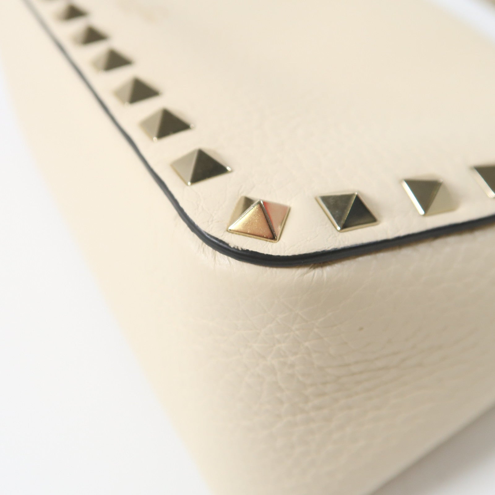 Valentino 牛皮皮革2 Way Shoulder金扣手挽肩背兩用袋米色