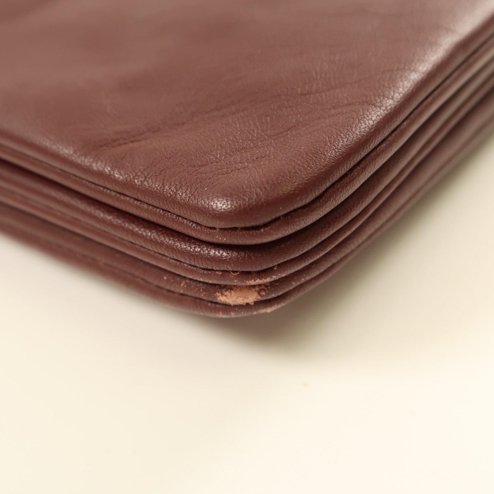 CELINE 牛皮皮革Trio金扣肩背袋酒紅色