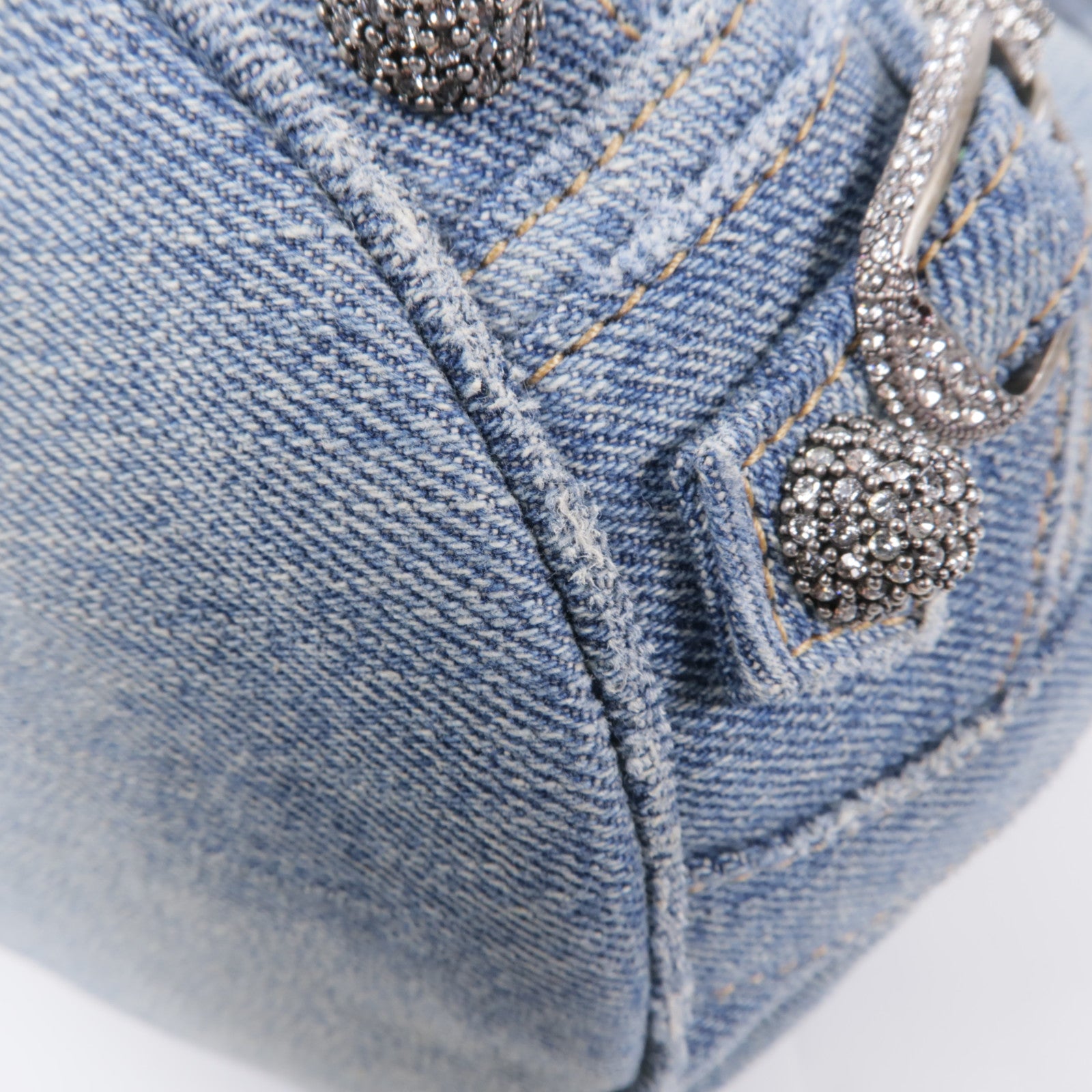 BALENCIAGA 牛仔布料Le Cagole銀扣手挽袋