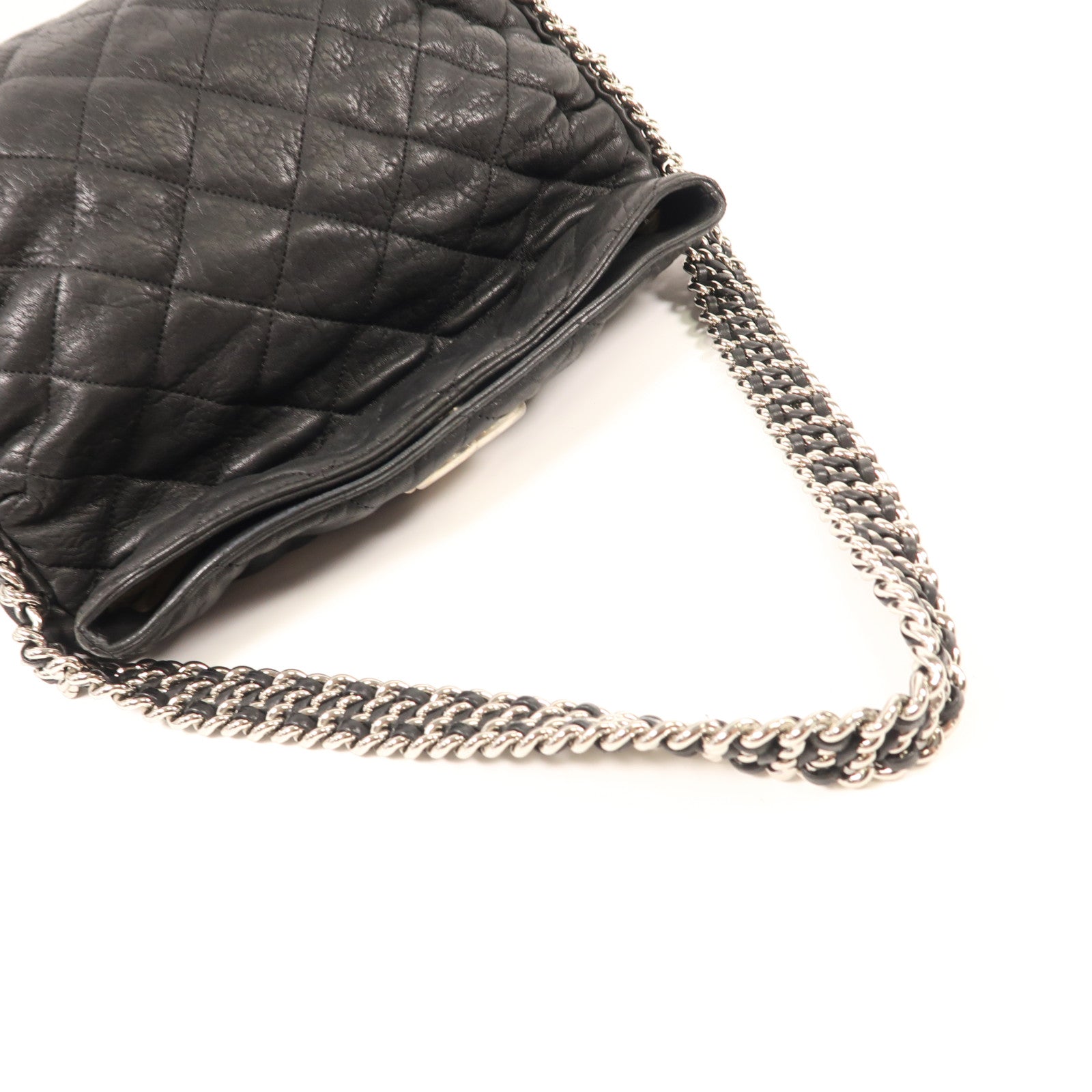 CHANEL 牛皮皮革Chain Shoulder銀扣鏈帶肩背袋