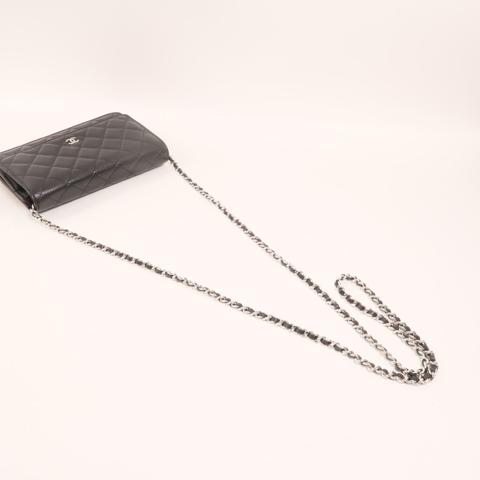 CHANEL 牛皮皮革Wallet On Chain銀扣鏈帶肩背袋