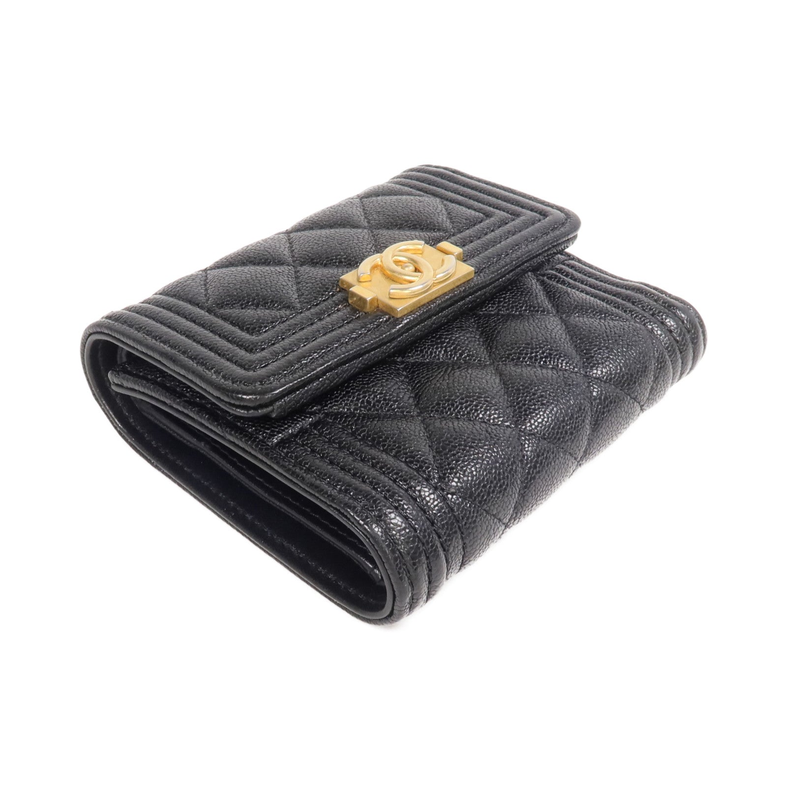 CHANEL 牛皮皮革Wallet金扣錢包