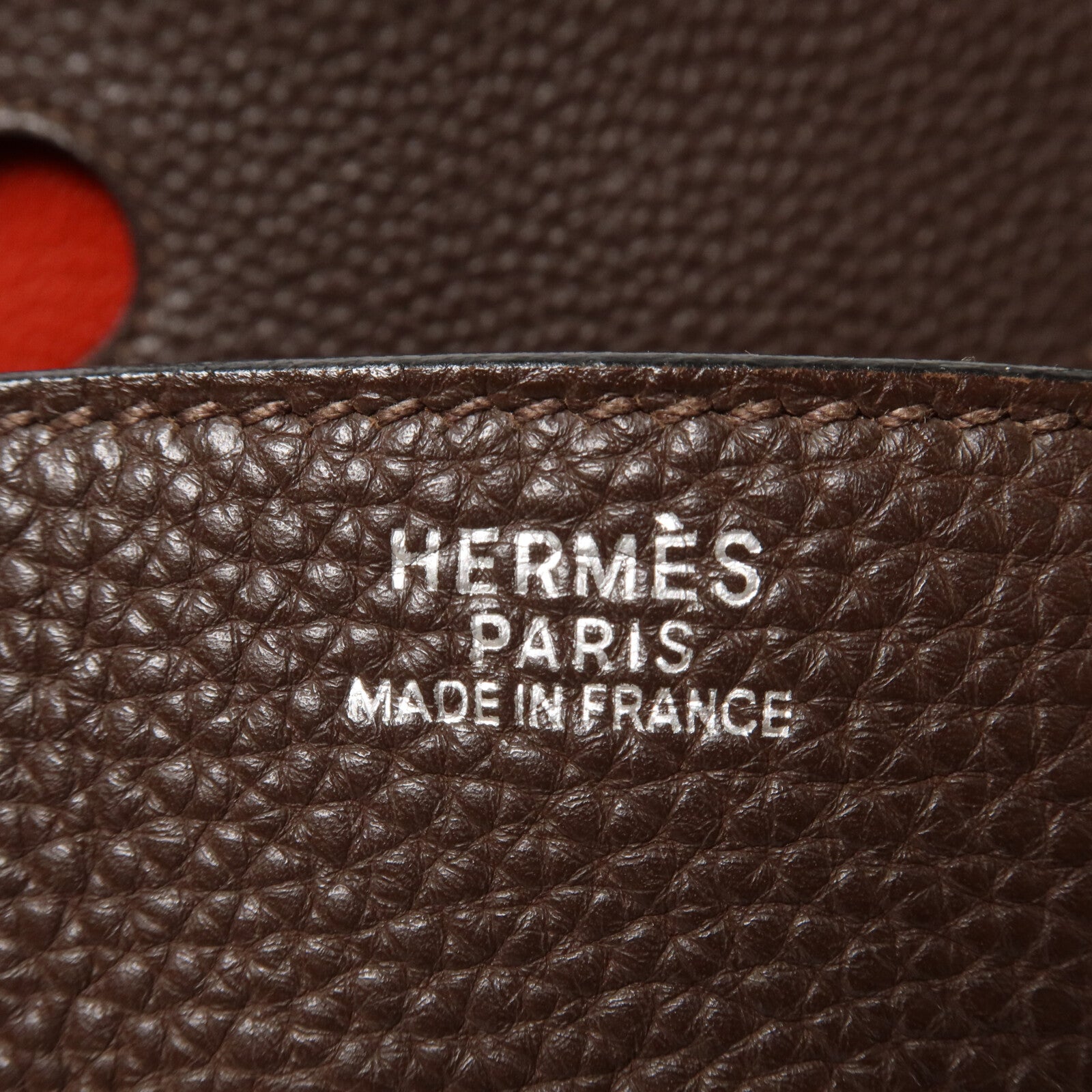 HERMES Togo皮革Birkin 30手挽袋Chocolat/Rouge Venitien