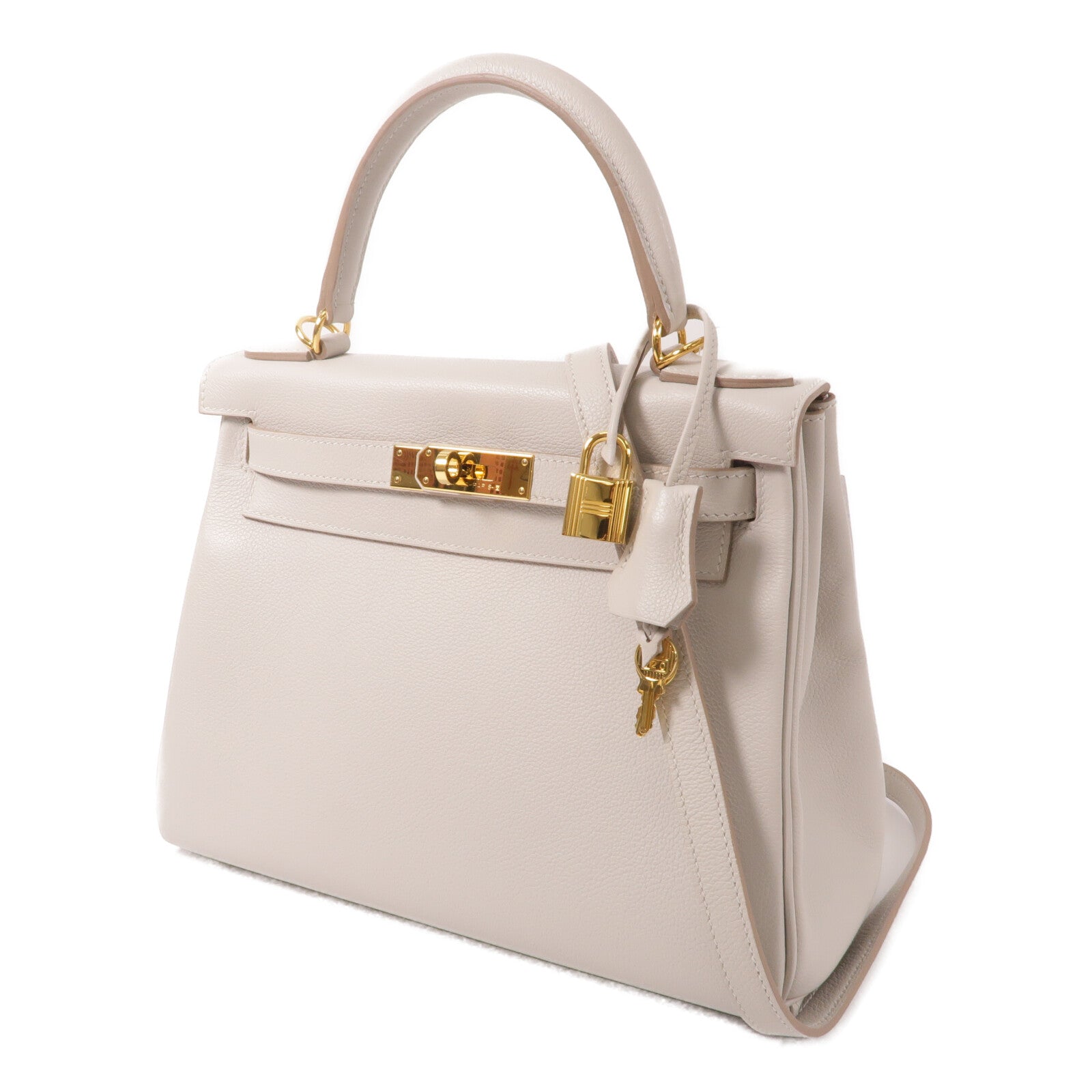 HERMES Evercolor皮革Kelly 28手挽肩背兩用袋Gris Pale