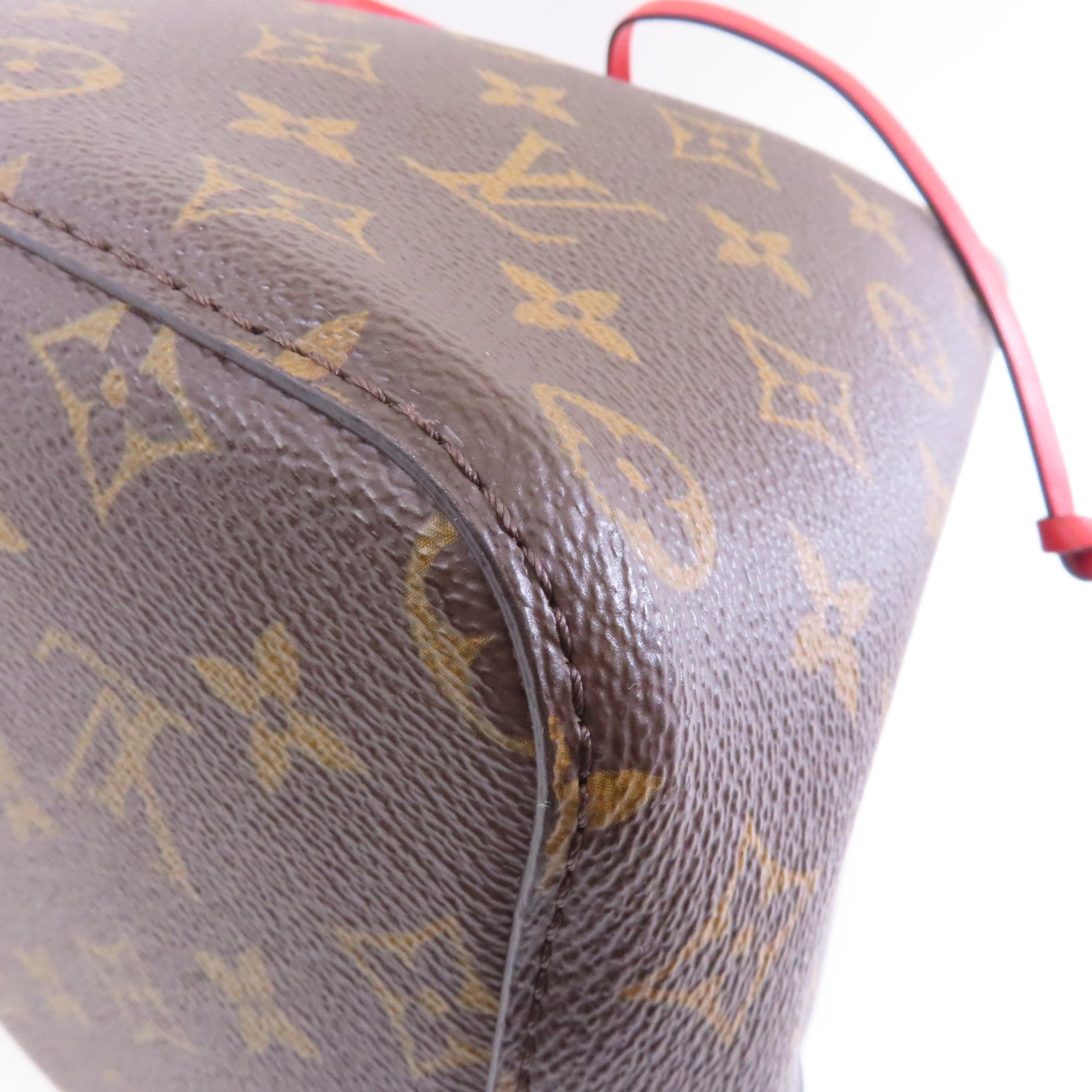 LOUIS VUITTON Monogram Neo Noe金扣肩背袋啡色/紅色