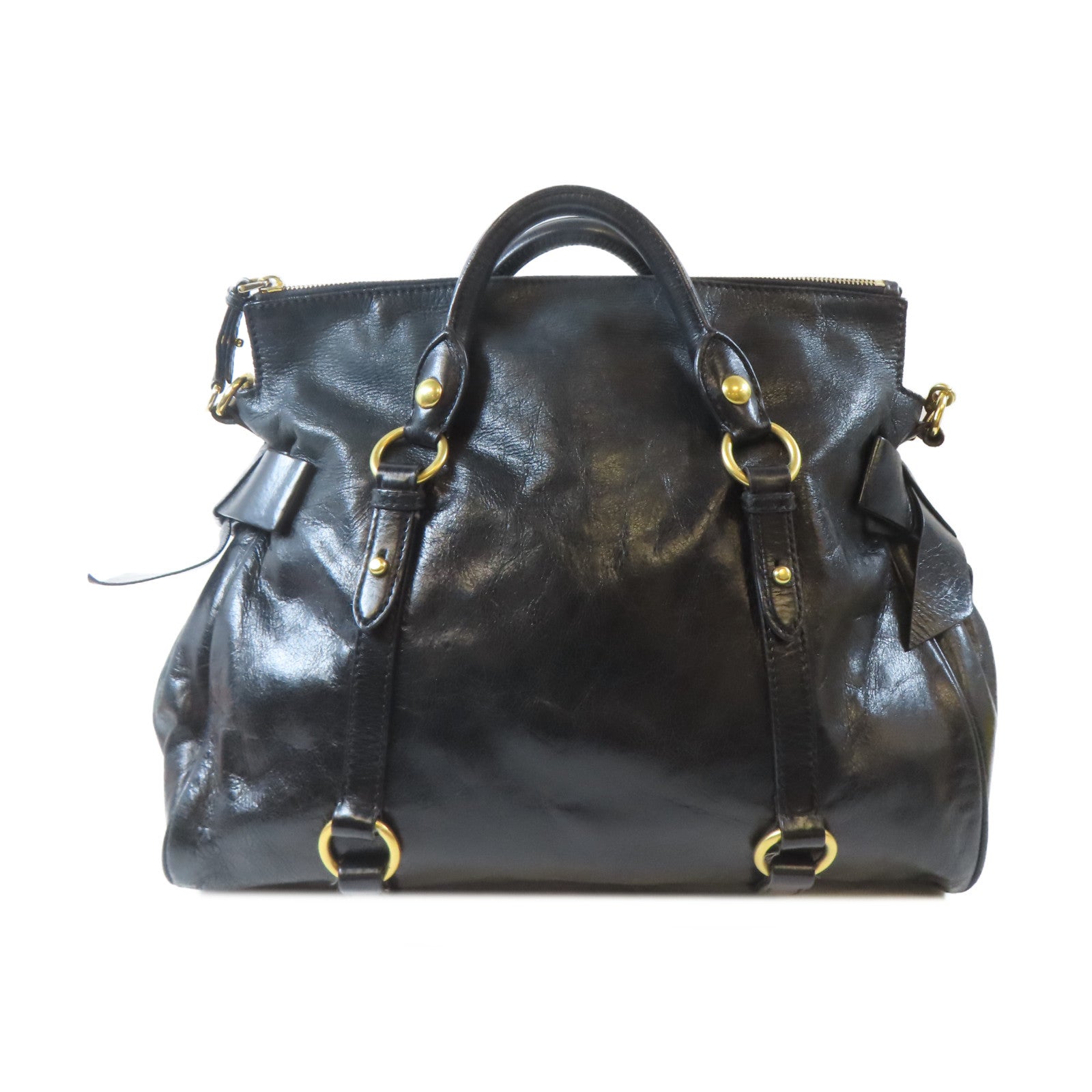 Miu Miu 牛皮皮革2 Way Shoulder Bag金扣手挽肩背兩用袋黑色