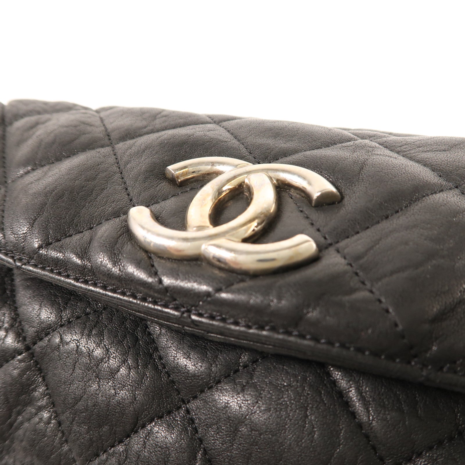 CHANEL 牛皮皮革Chain Shoulder銀扣鏈帶肩背袋