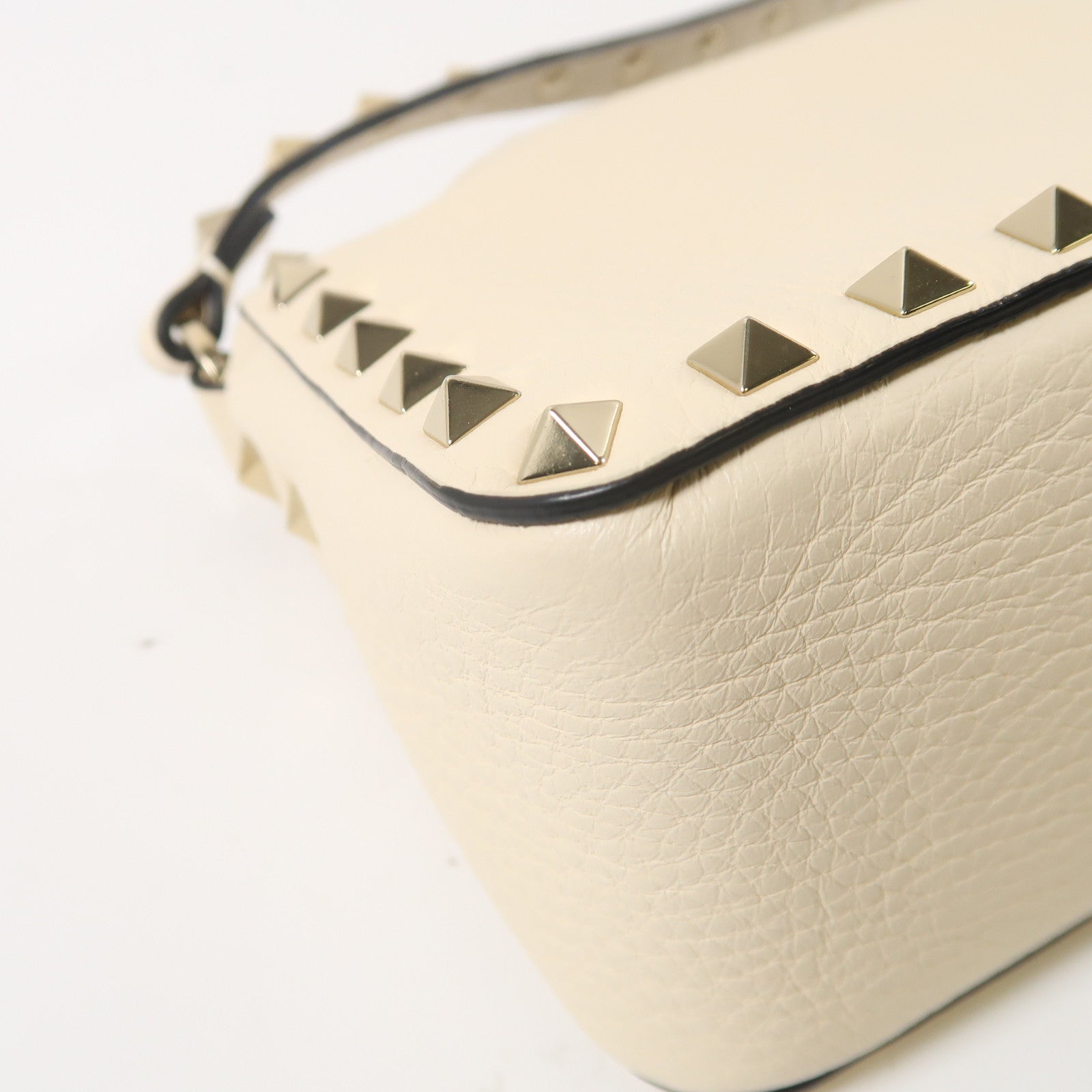 Valentino 牛皮皮革2 Way Shoulder金扣手挽肩背兩用袋米色