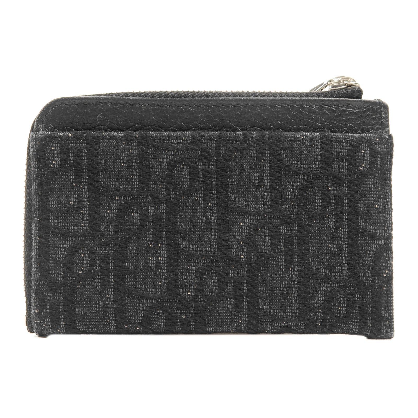 Dior 帆布/牛皮皮革Oblique Card Case銀扣卡片套