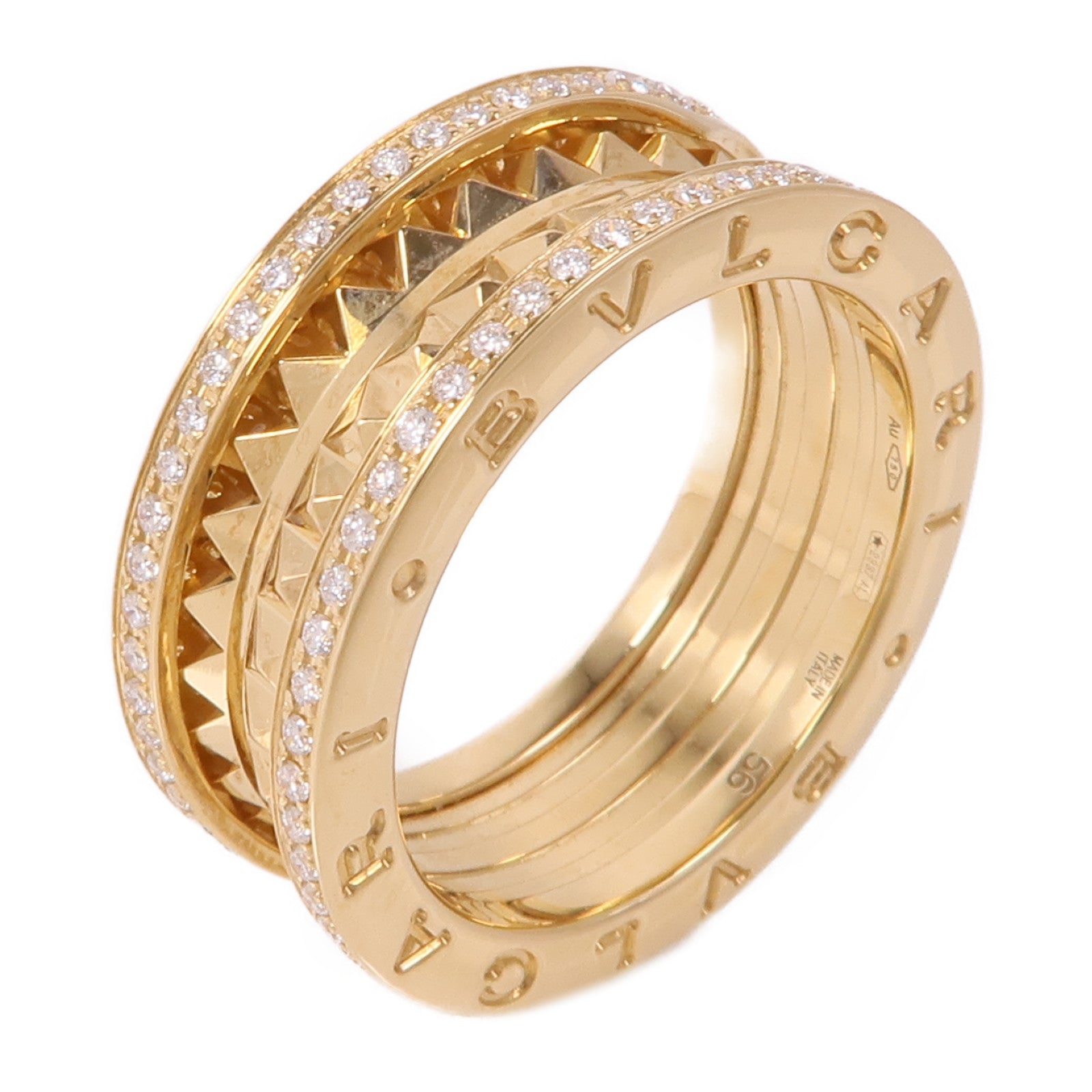 BVLGARI 18K黃金B-Zero 1 Ring鑽石戒指Bvlgari#56/US#7.25